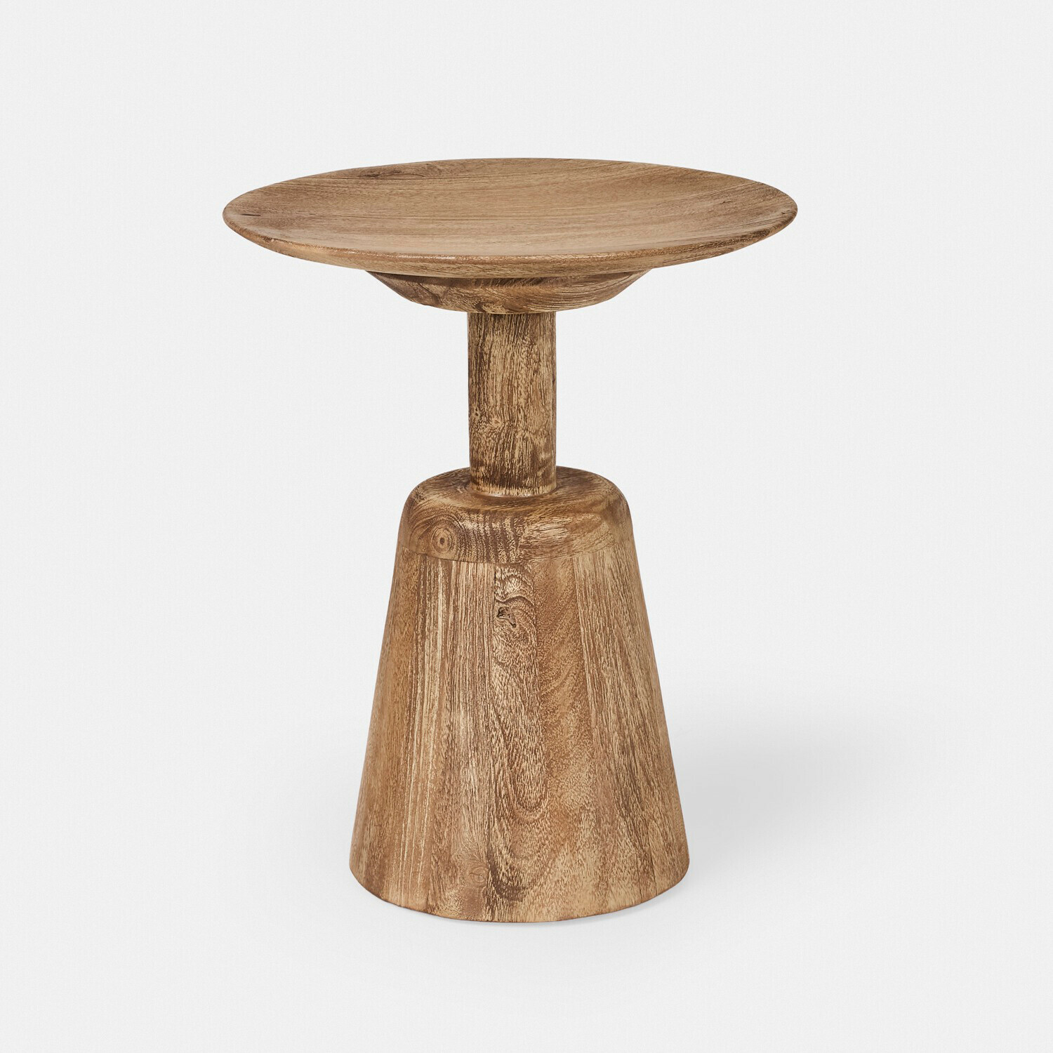 Tavolino di complemento Ulric Sgabello decorativo in legno colore naturale con seduta rotonda, mobile d'appoggio per soggiorno