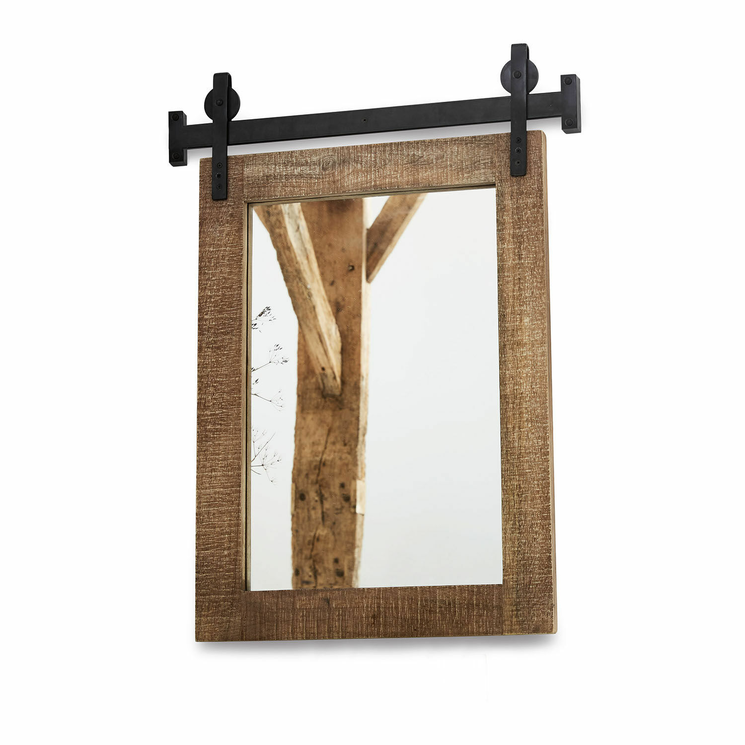 Specchio Taylors Island Specchio rustico con cornice in legno e supporto metallico nero per decorazione murale calda