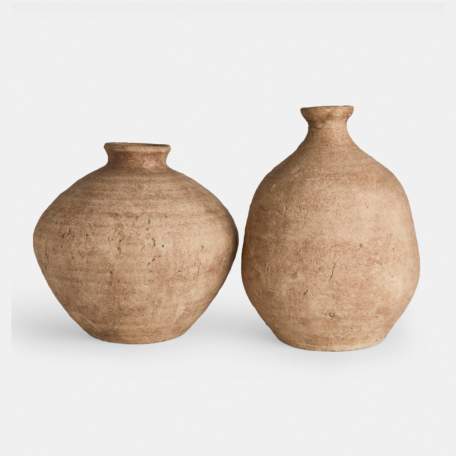 Coppia di vasi decorativi Kelvador Due vasi rustici in terracotta color marrone naturale per decorazione d'interni