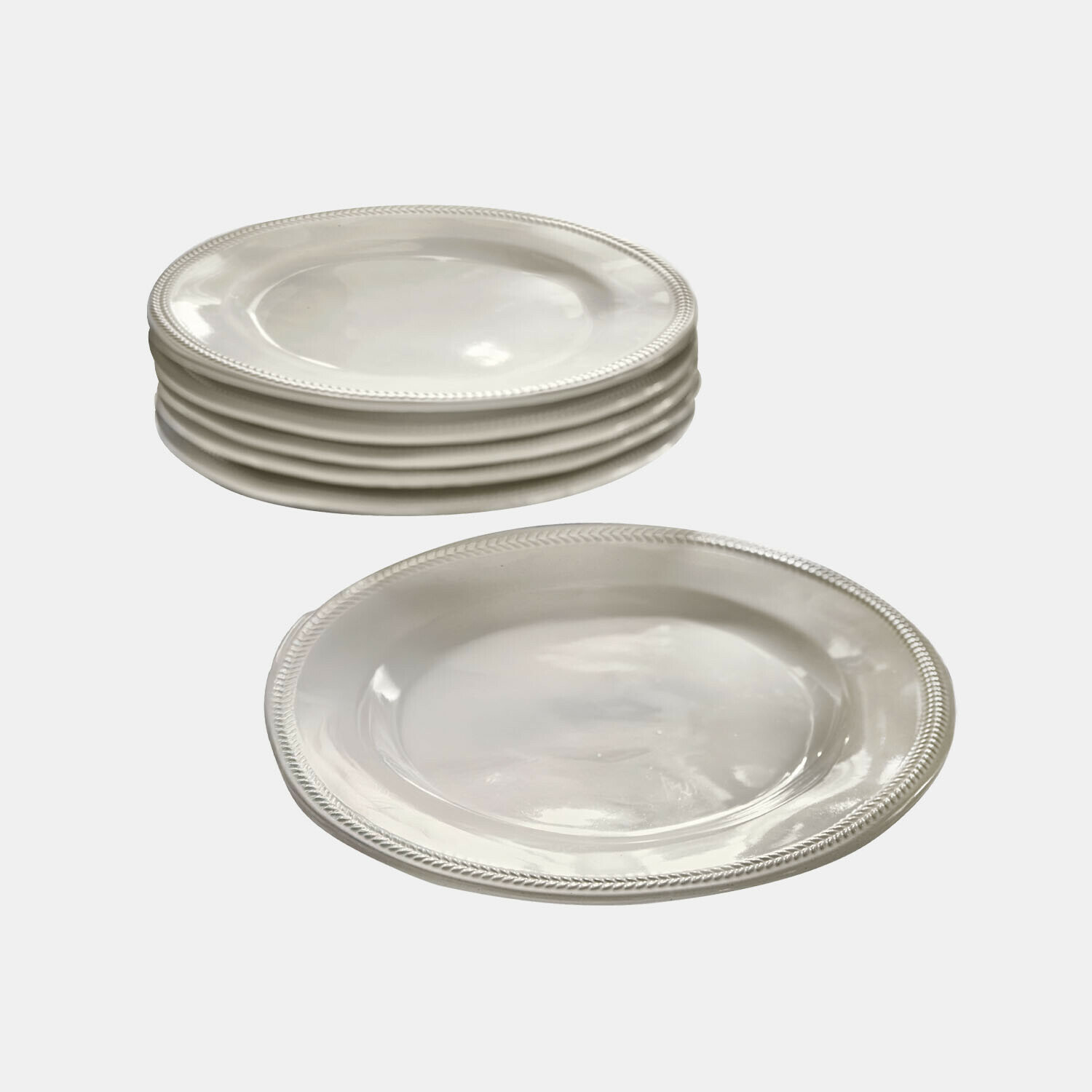 Set di 6 piatti Norrvik in ceramica grigio chiaro con bordo decorativo, perfetti per l'uso quotidiano