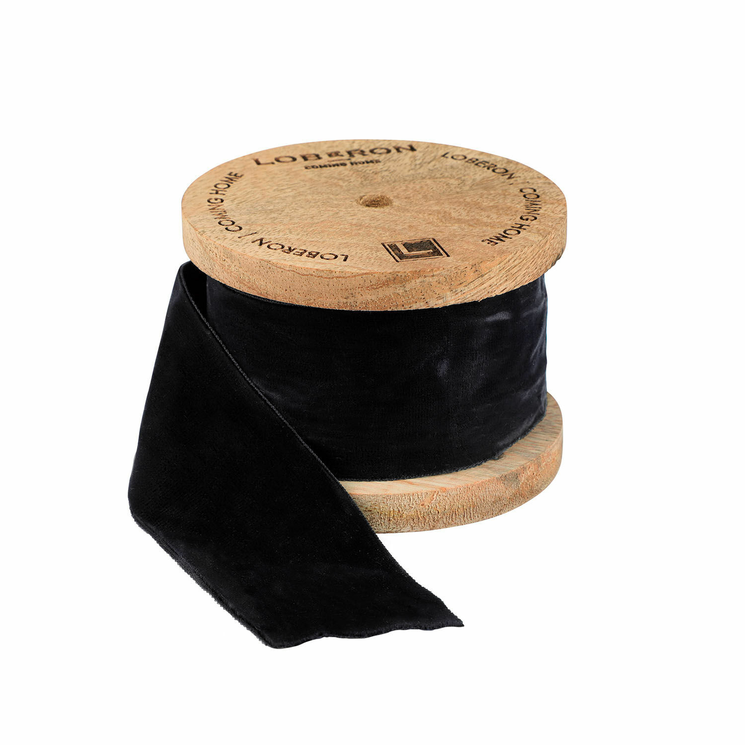 Nastro di velluto Phaedra Nastro di velluto nero su rocchetto di legno per decorazioni e lavori manuali
