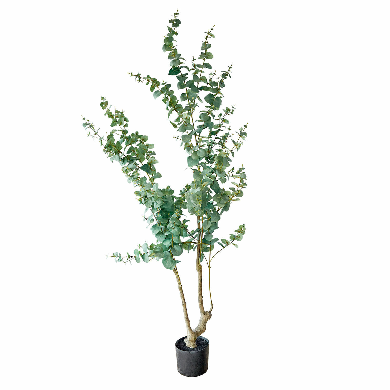 Pianta decorativa in vaso Dorevi Albero artificiale di eucalipto in vaso nero con foglie verdi per decorazione d'interni