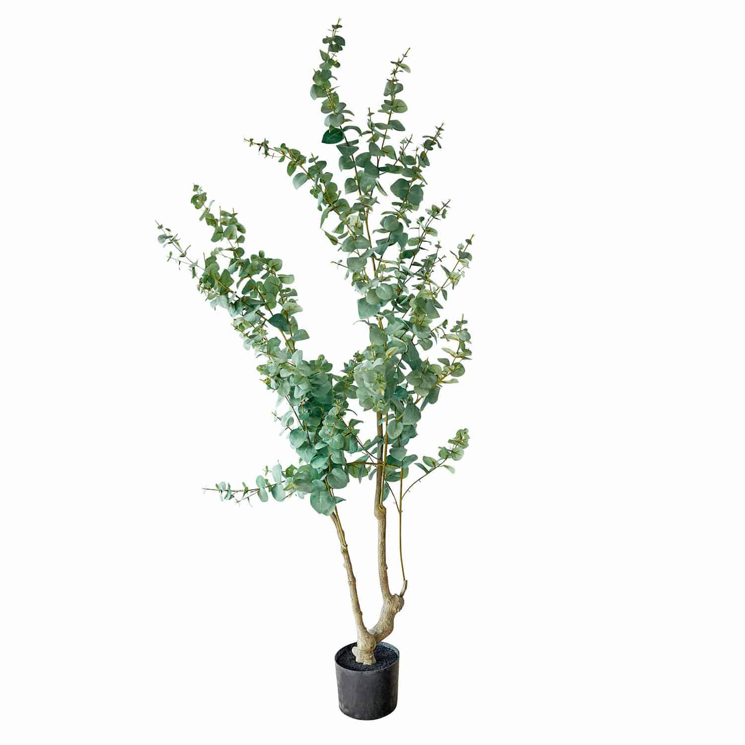 Pianta decorativa in vaso Dorevi Albero artificiale di eucalipto in vaso nero con foglie verdi per decorazione d'interni