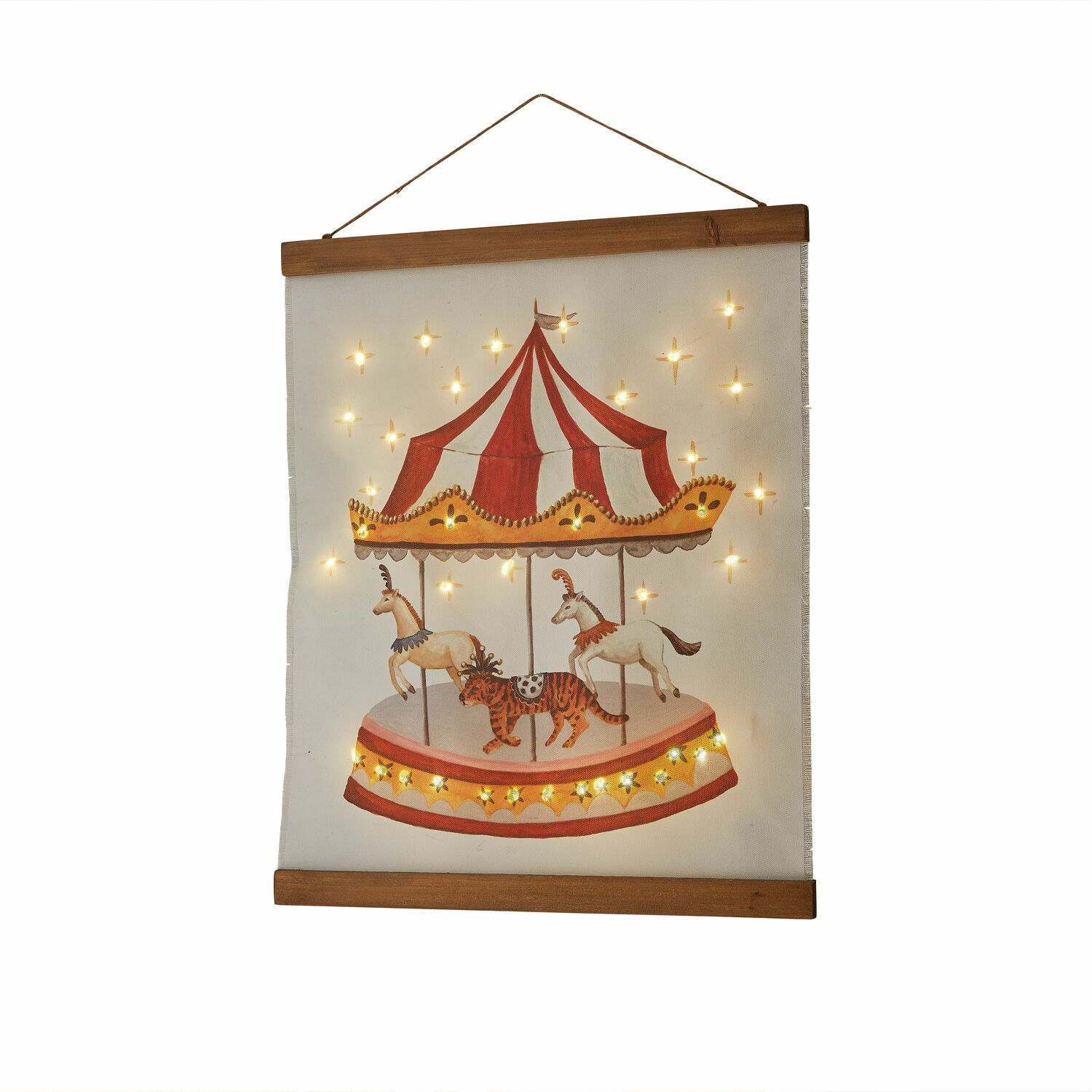 Quadro decorativo a LED Carnaval des Rêves Decorazione da parete in tessuto con carosello e luci LED calde per ambienti interni.