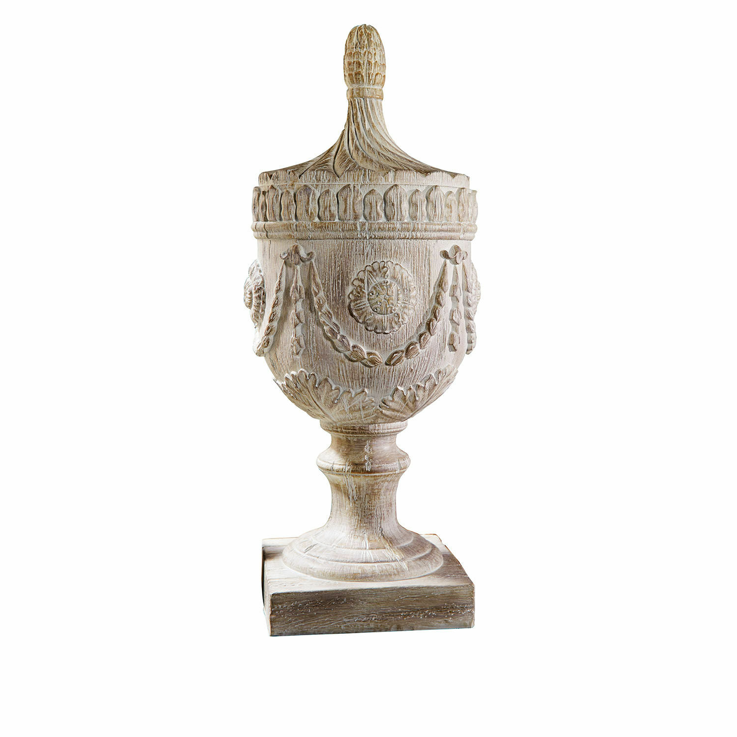 Oggetto decorativo Licia Contenitore decorativo in legno chiaro con dettagli intagliati e coperchio