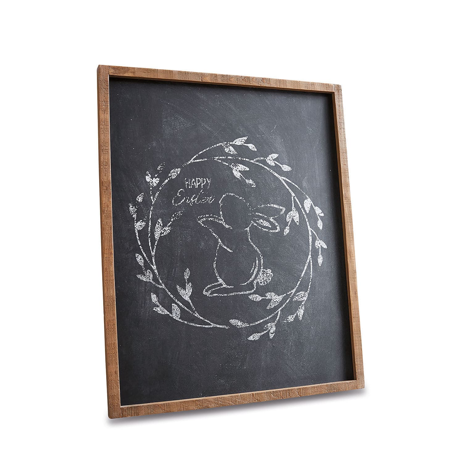 Pannello decorativo Viloire Lavagna nera con cornice in legno, disegno di coniglio e scritta Happy Easter per Pasqua
