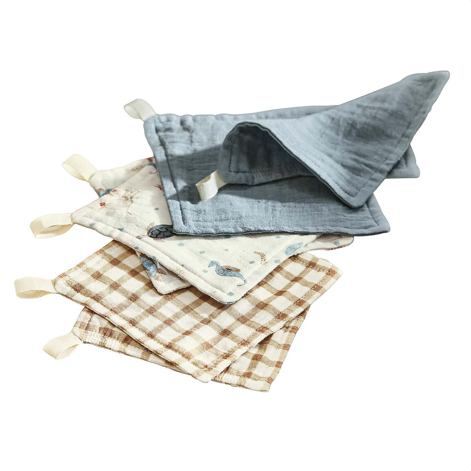 Set di 6 guanti da bagno Tinkertop Set di 4 strofinacci in cotone con motivi e colori diversi, accessori pratici per la cucina
