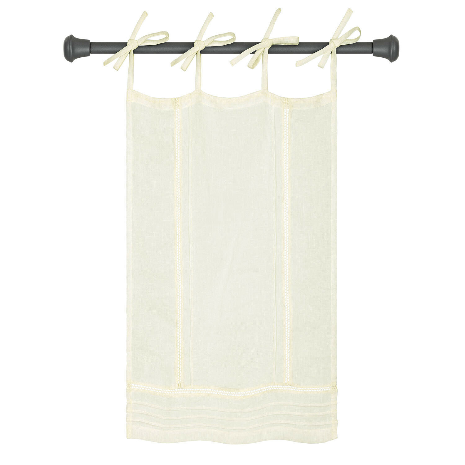 Tendina a vetro Jolivane Tenda crema in lino con fiocchi legati, decorazione leggera per finestra di soggiorno o cucina