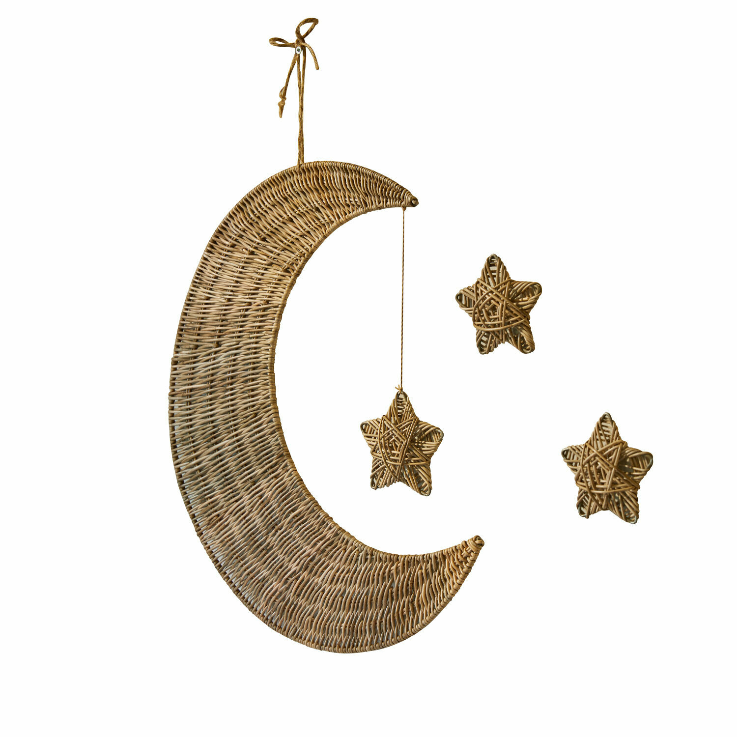Decorazione da parete Aurorette Decorazione sospesa in vimini a forma di luna e stelle colore naturale per interni