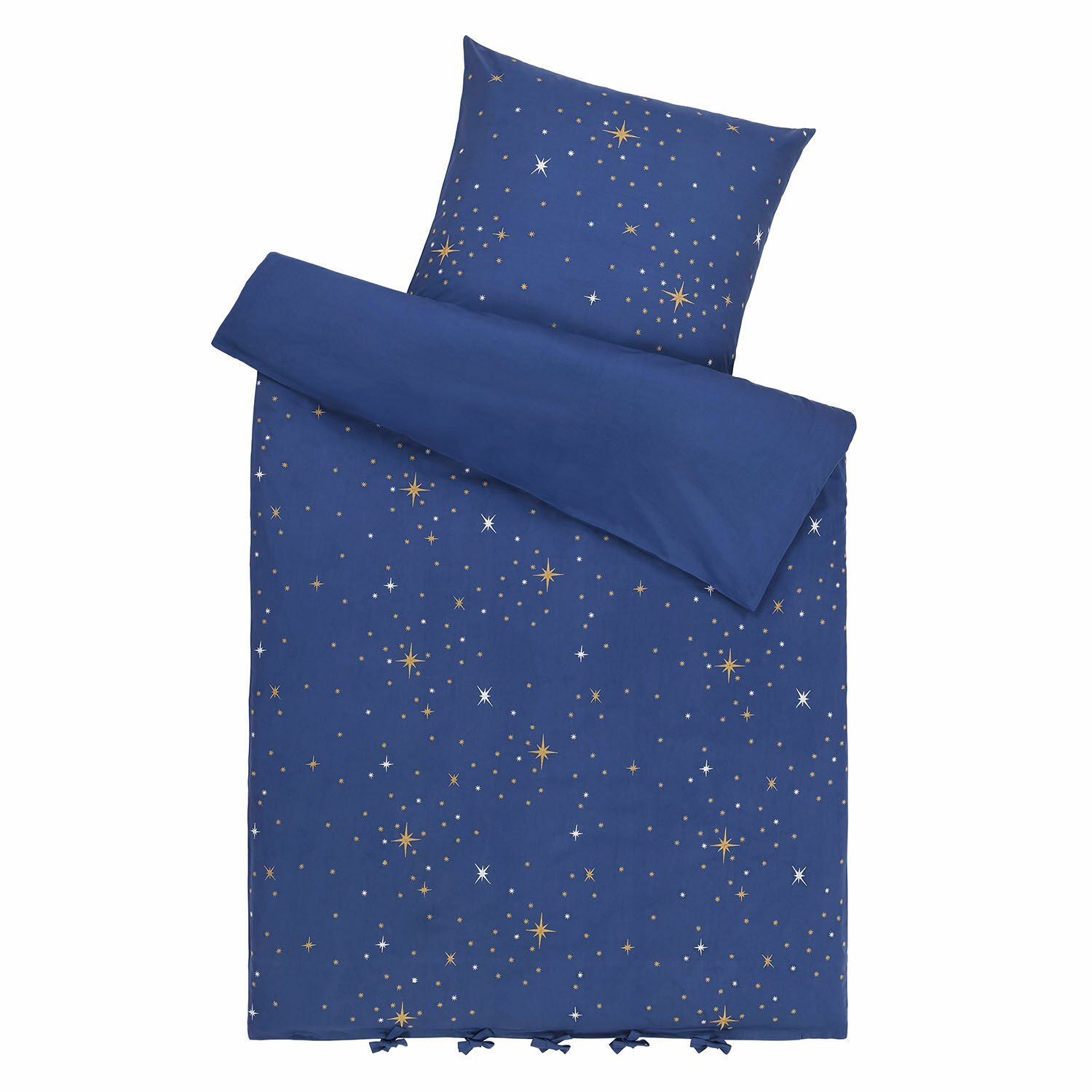Biancheria da letto Starwhisper Lenzuola in cotone blu notte con stelle dorate, morbide e decorative per la camera da letto