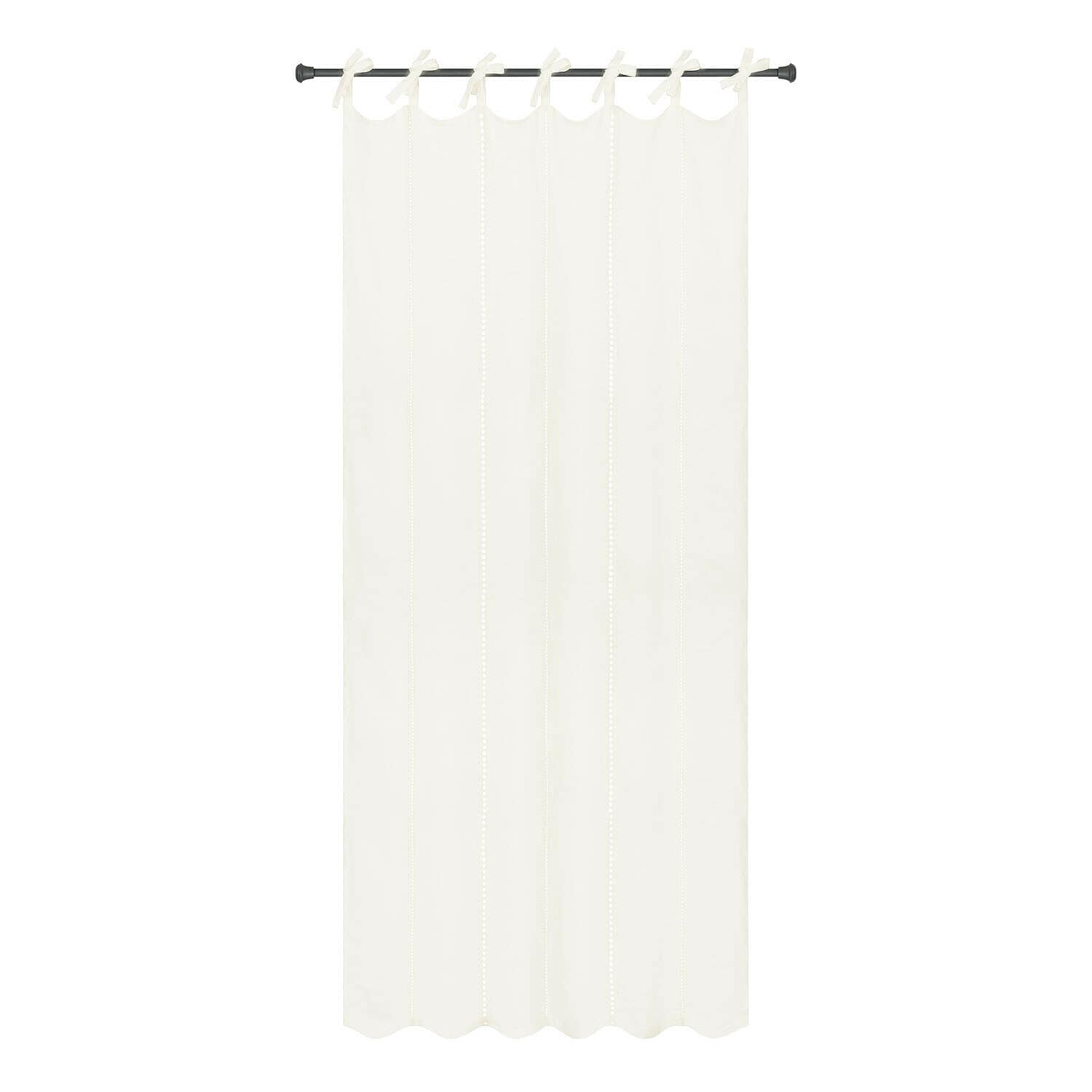 Tenda Elorine Tenda bianca in cotone con fiocchi e motivo delicato, decorazione elegante per finestra soggiorno