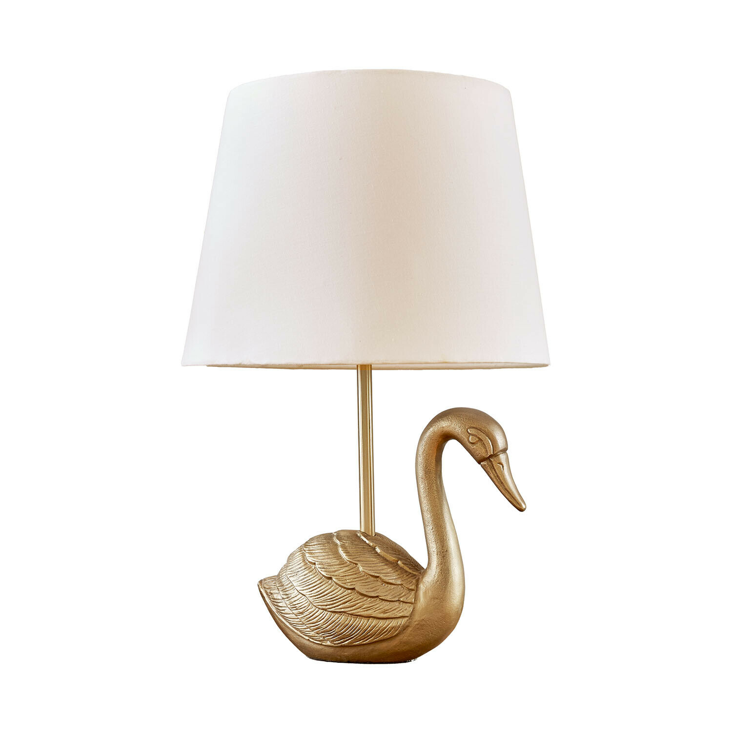 Lampada da tavolo Élégance Dorée Lampada da tavolo con paralume bianco e base dorata a forma di cigno, luce decorativa per soggiorno