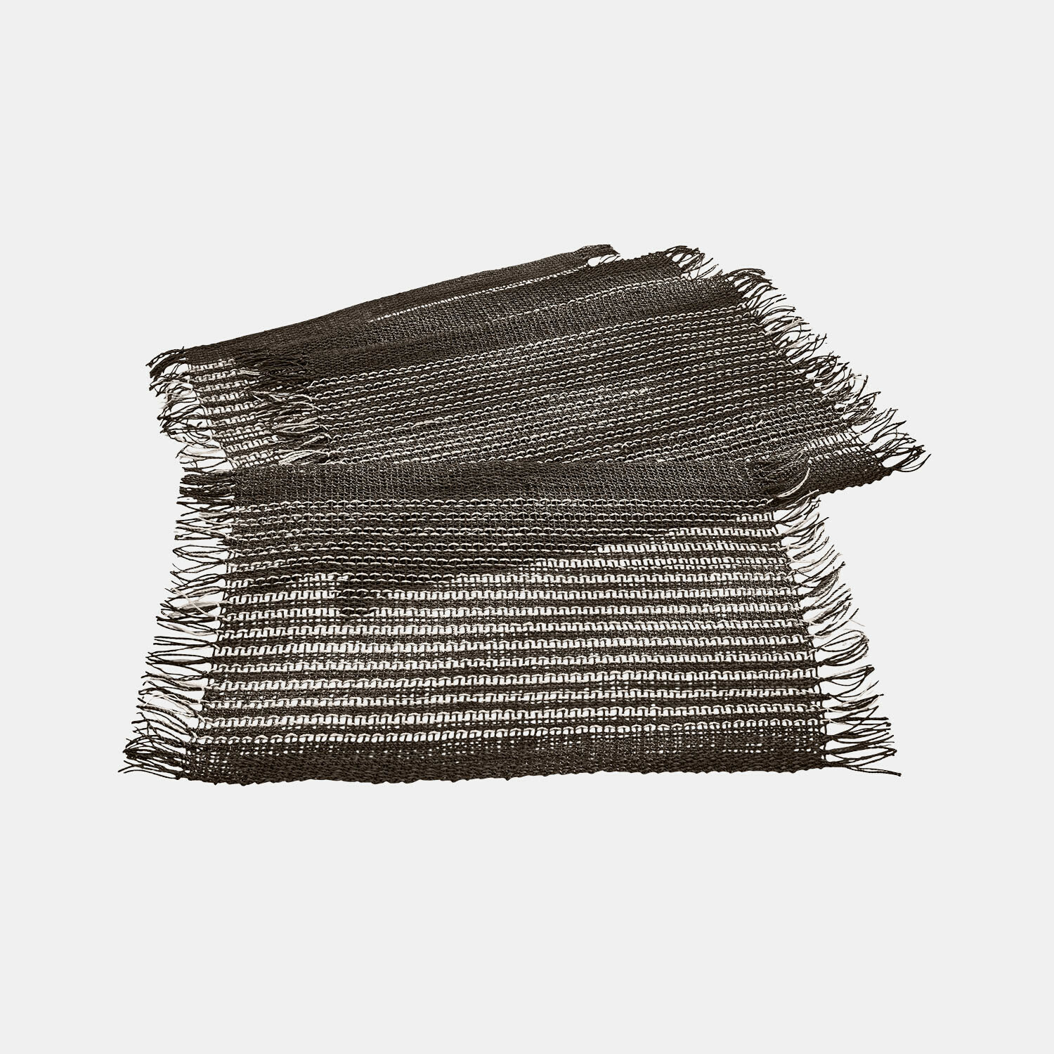 Set di 4 tovagliette Tarevo Runner da tavola marrone con frange in materiale naturale, decorazione rustica per tavolo