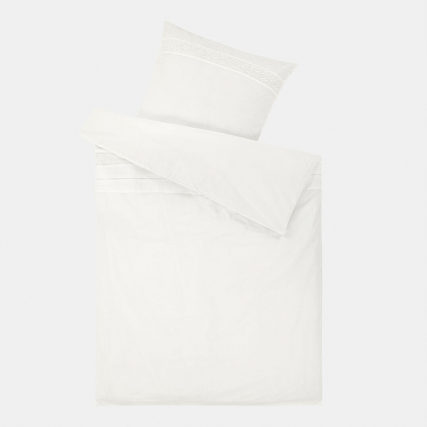Biancheria da letto Isolineas Lenzuola bianche in cotone morbido con pizzo delicato, ideali per una camera da letto elegante