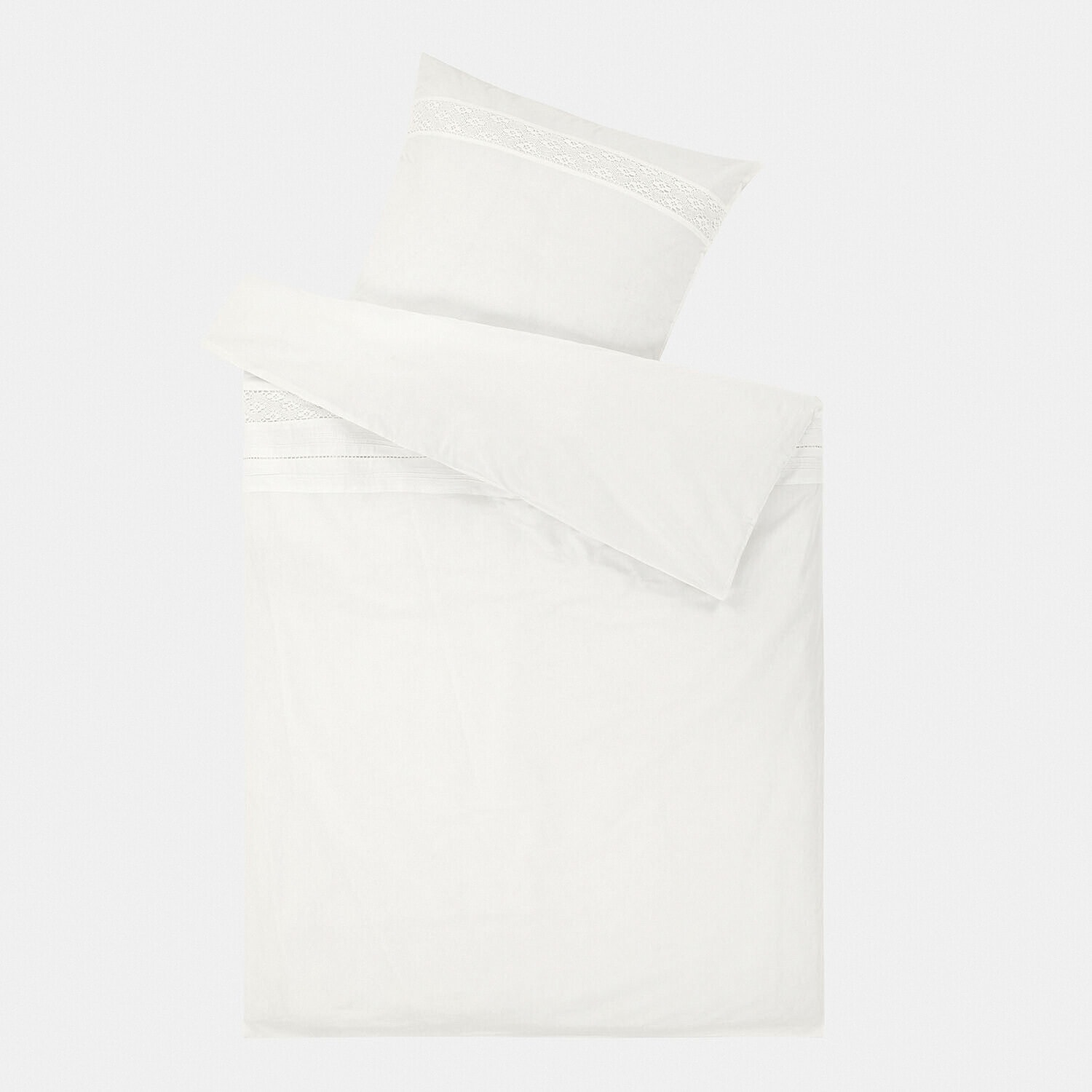 Biancheria da letto Isolineas Lenzuola bianche in cotone morbido con pizzo delicato, ideali per una camera da letto elegante