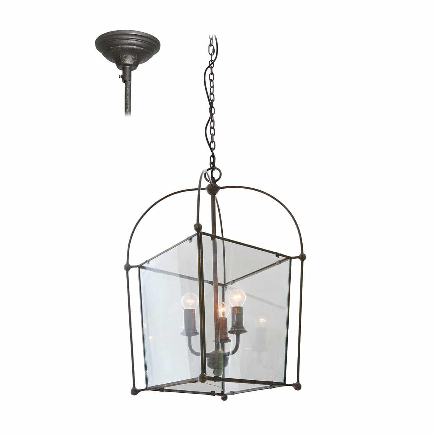 Lampadario Sèvres Lampada a sospensione in metallo e vetro stile vintage con struttura nera e paralume trasparente, illuminazione soggiorno