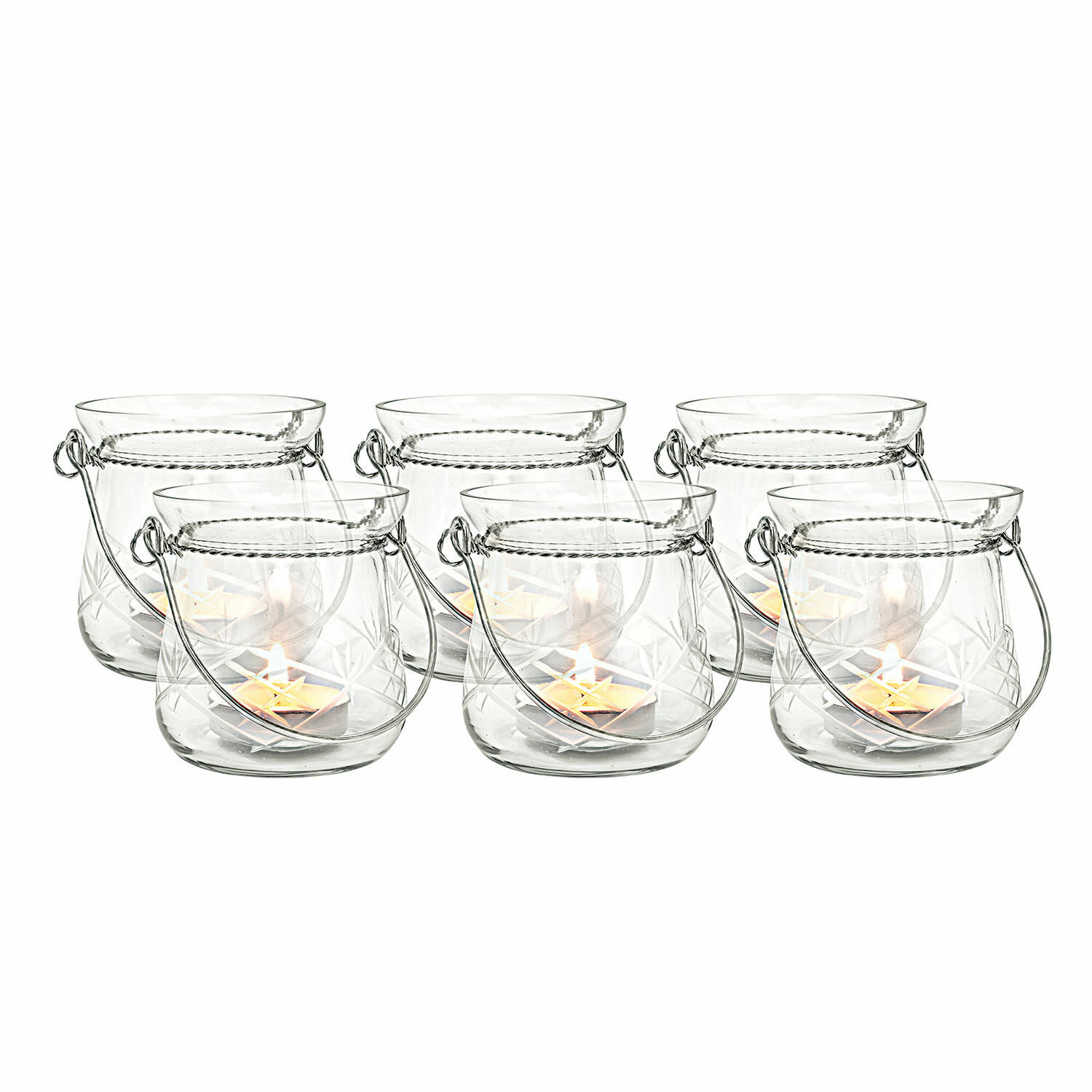 Set di 6 portalumini di vetro Mathilde
