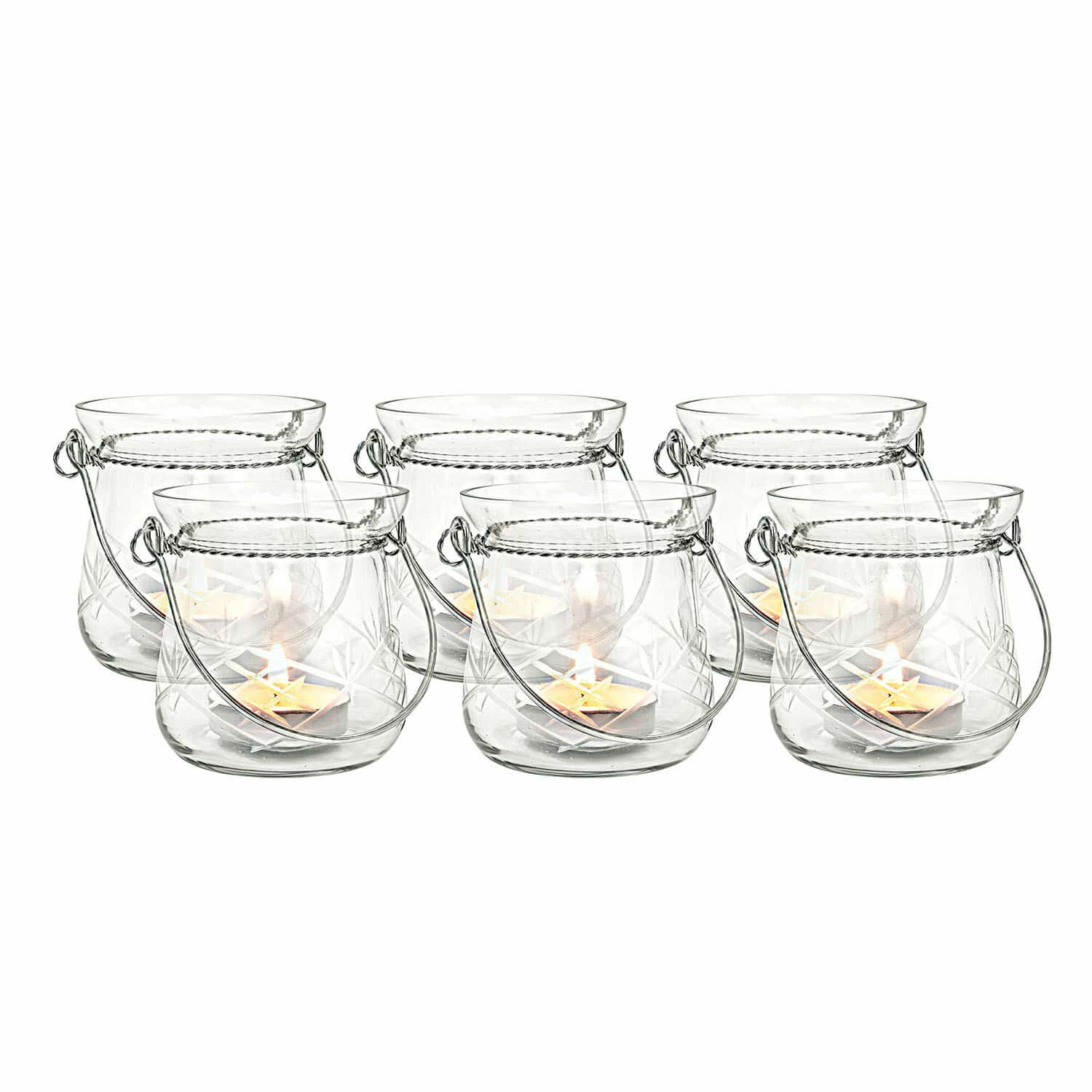 Set di 6 portalumini di vetro Mathilde