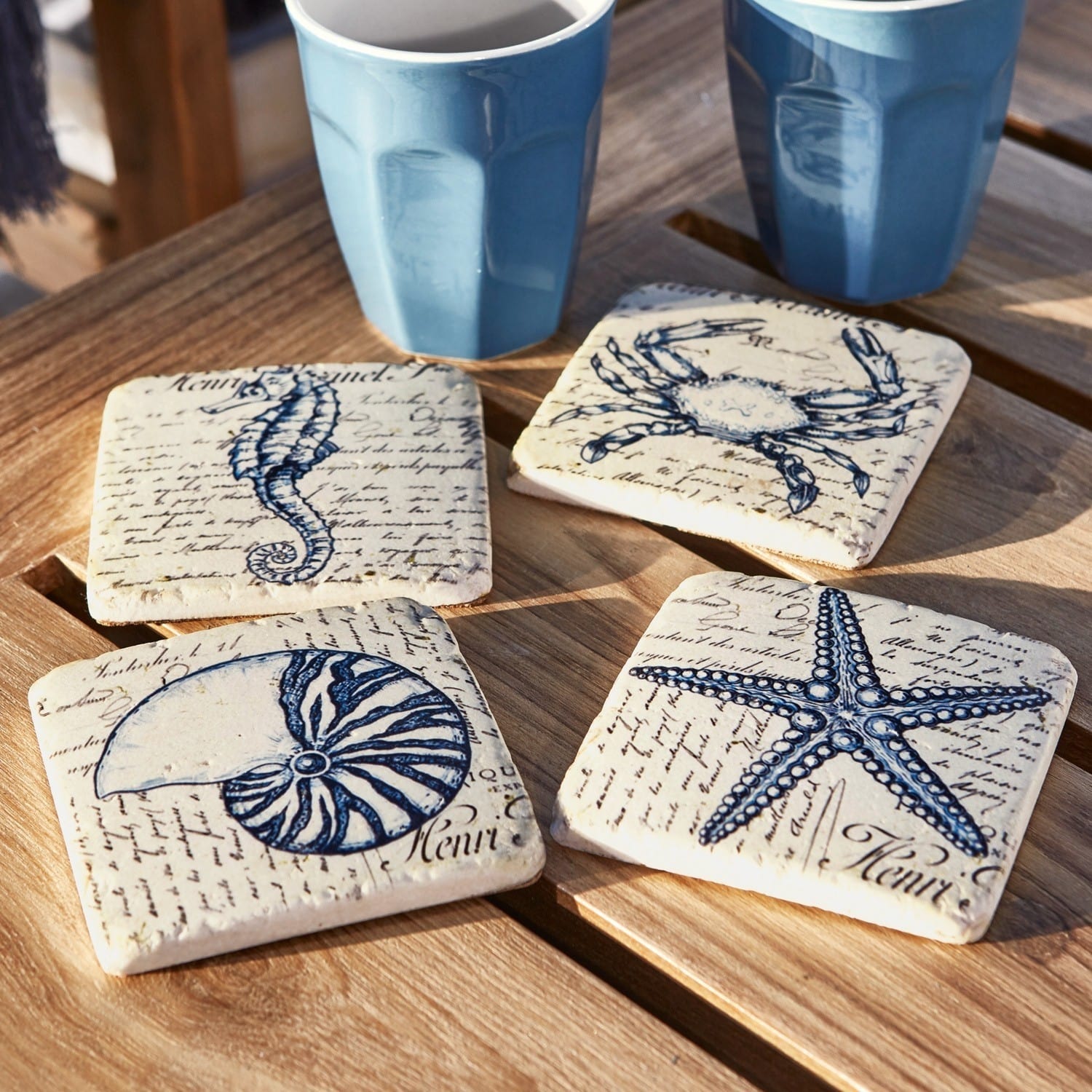 Set di 4 sottobicchieri Faune Marine