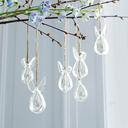 Decorazioni appese in vetro a forma di angeli con cordoncini, decorazione primaverile per la casa