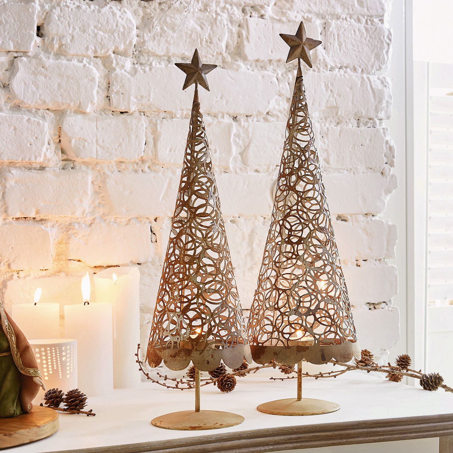 Coppia di portacandela a forma di albero Avoine
