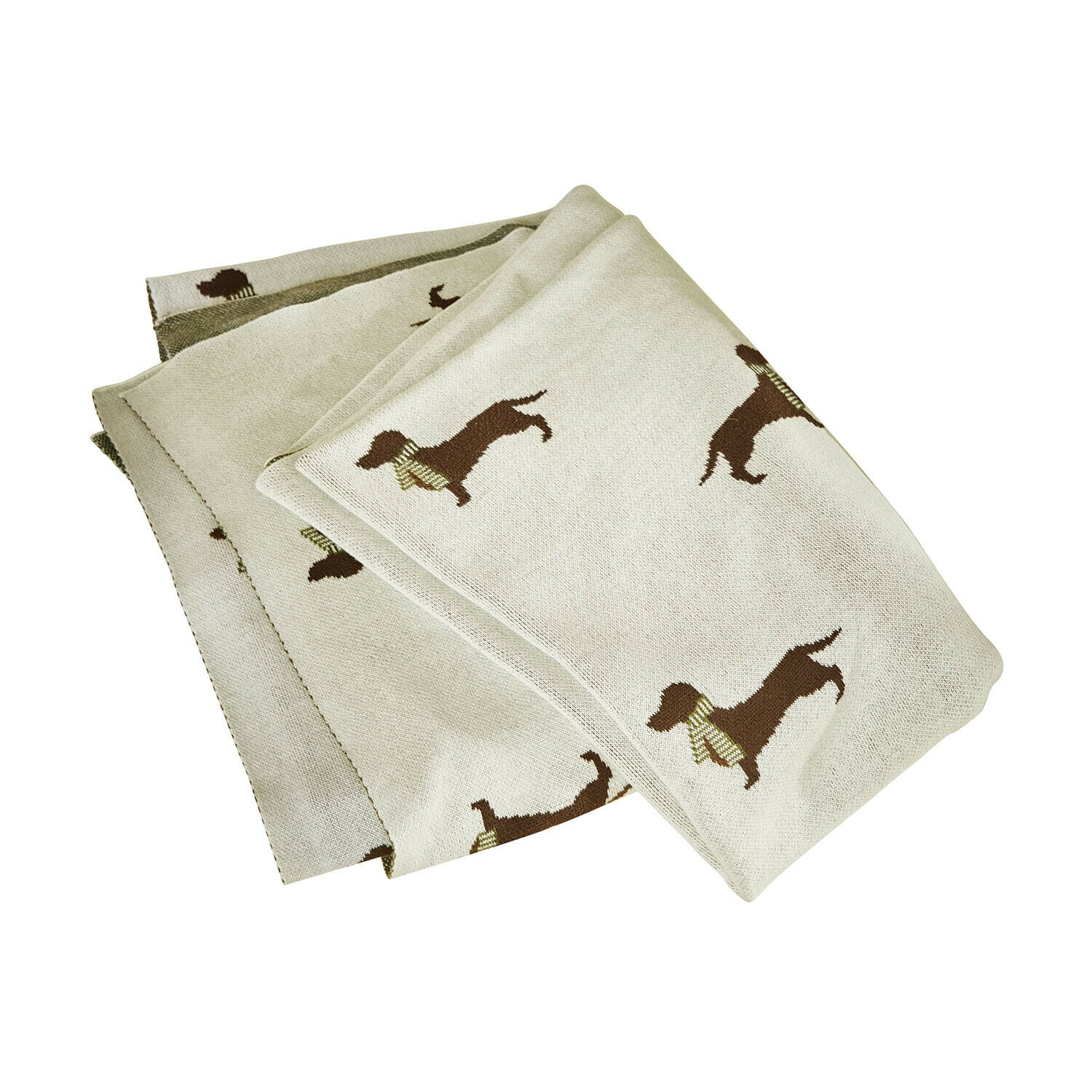 Coperta per animali domestici Brisette Coperta beige con motivo bassotto marrone, tessuto morbido, decorativa e confortevole
