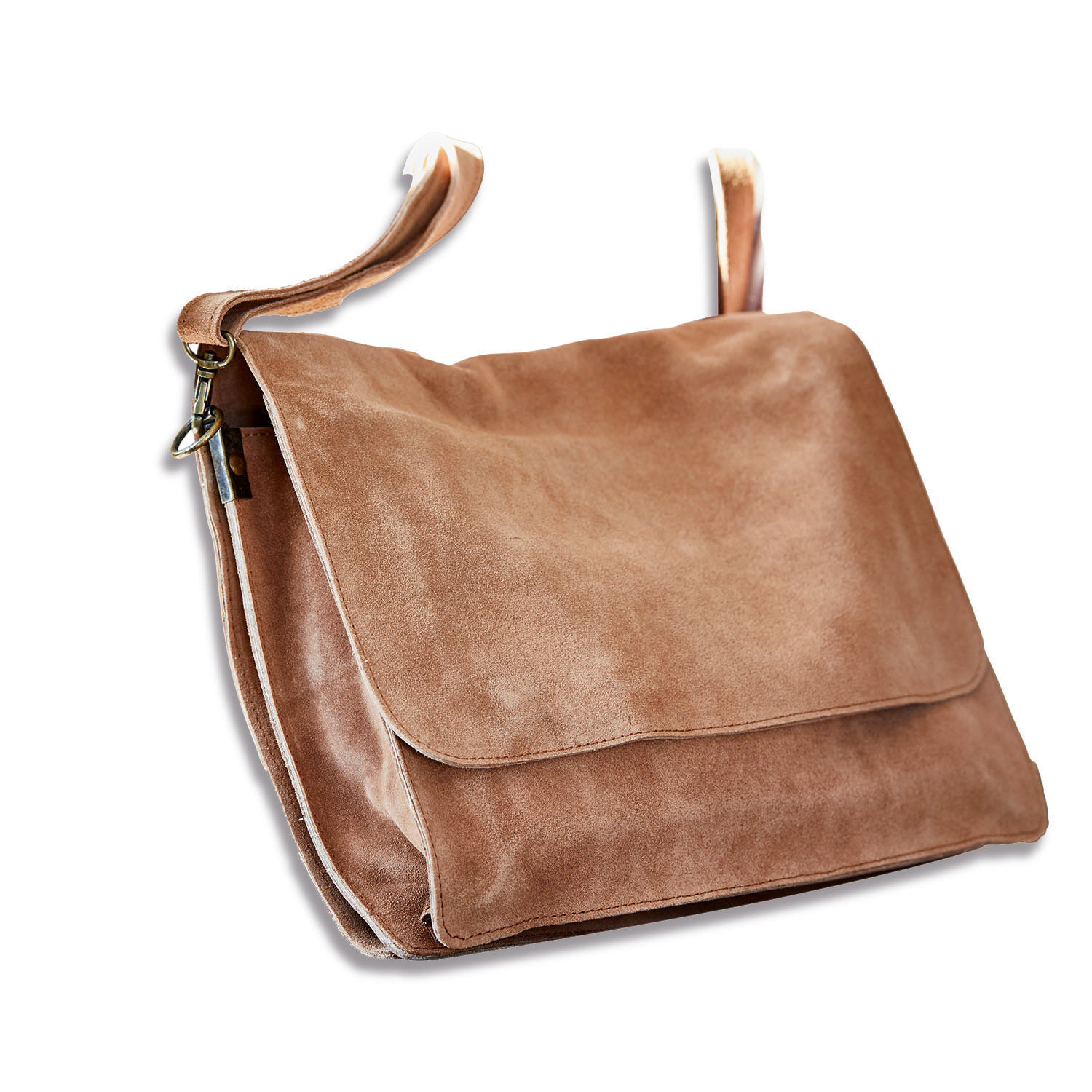 Borsa Chanzelle Borsa a tracolla marrone in morbido camoscio, accessorio di tendenza in pelle naturale