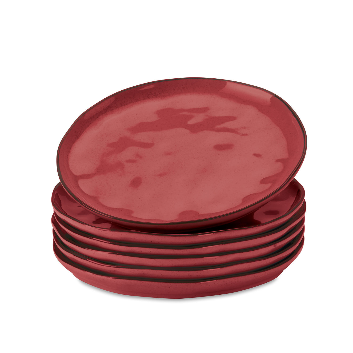 rosso Set di 6 piatti rossi in ceramica Biarritz, ideali per un servizio elegante e moderno