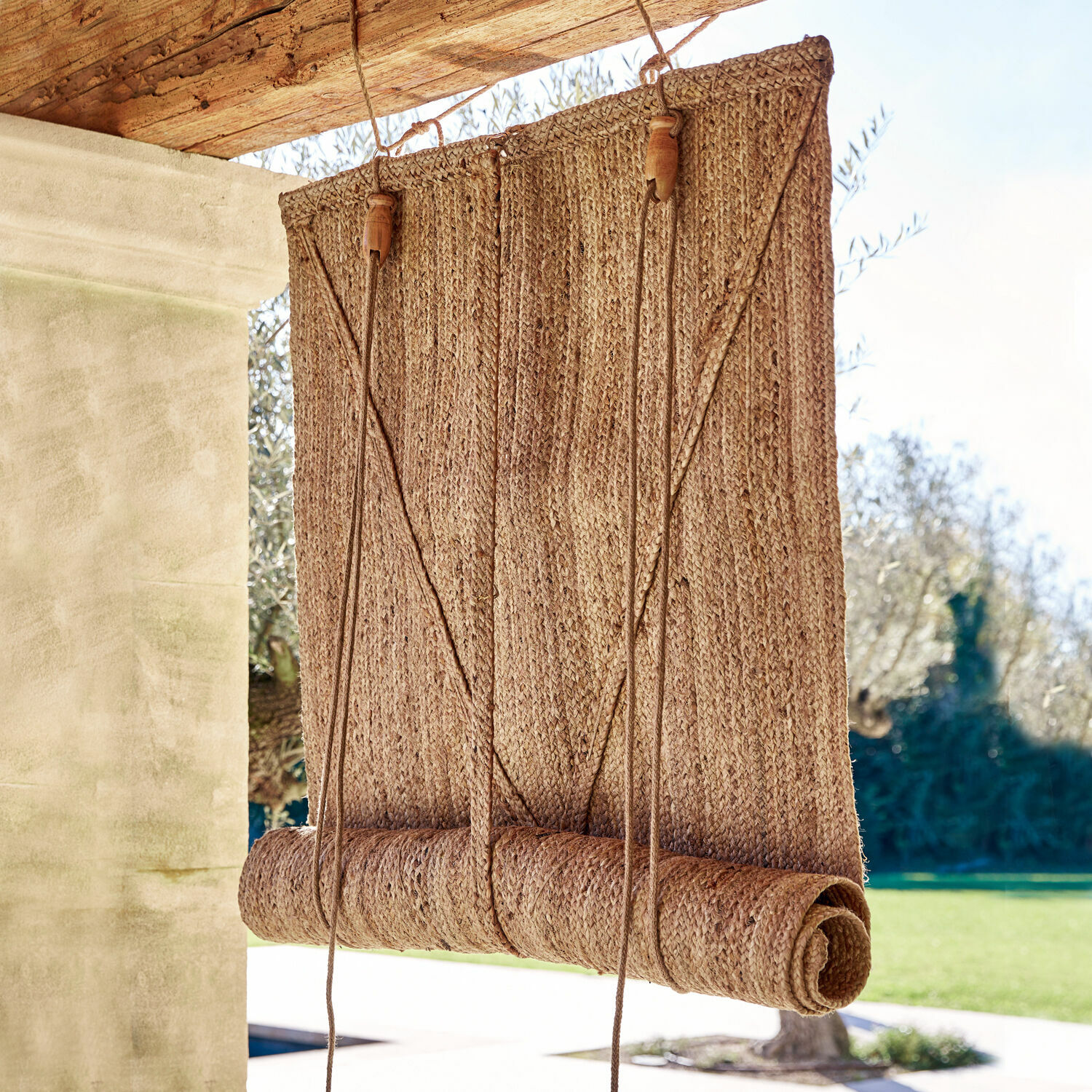 Tenda avvolgibile Georgia Tenda a rullo intrecciata in juta beige naturale, ideale per oscurare e decorare finestre