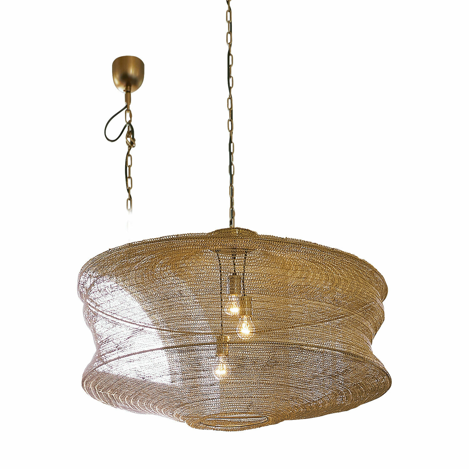 Lampada a sospensione Valerique Lampada a sospensione in ottone con struttura traforata, lampada decorativa per soggiorno