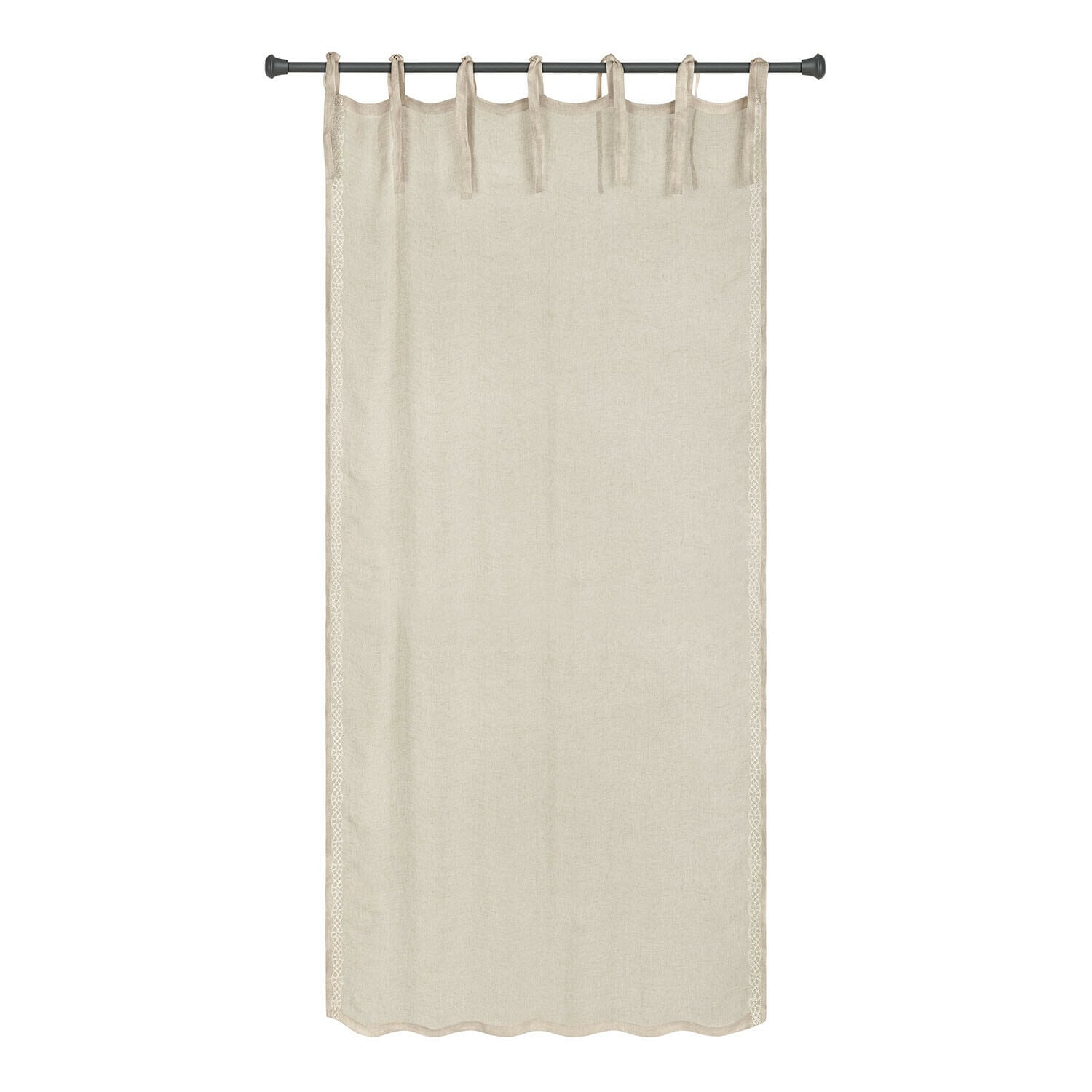 Tenda Lueur d’Aube Tenda beige in lino con pizzo decorativo ai lati, leggera ed elegante per il soggiorno