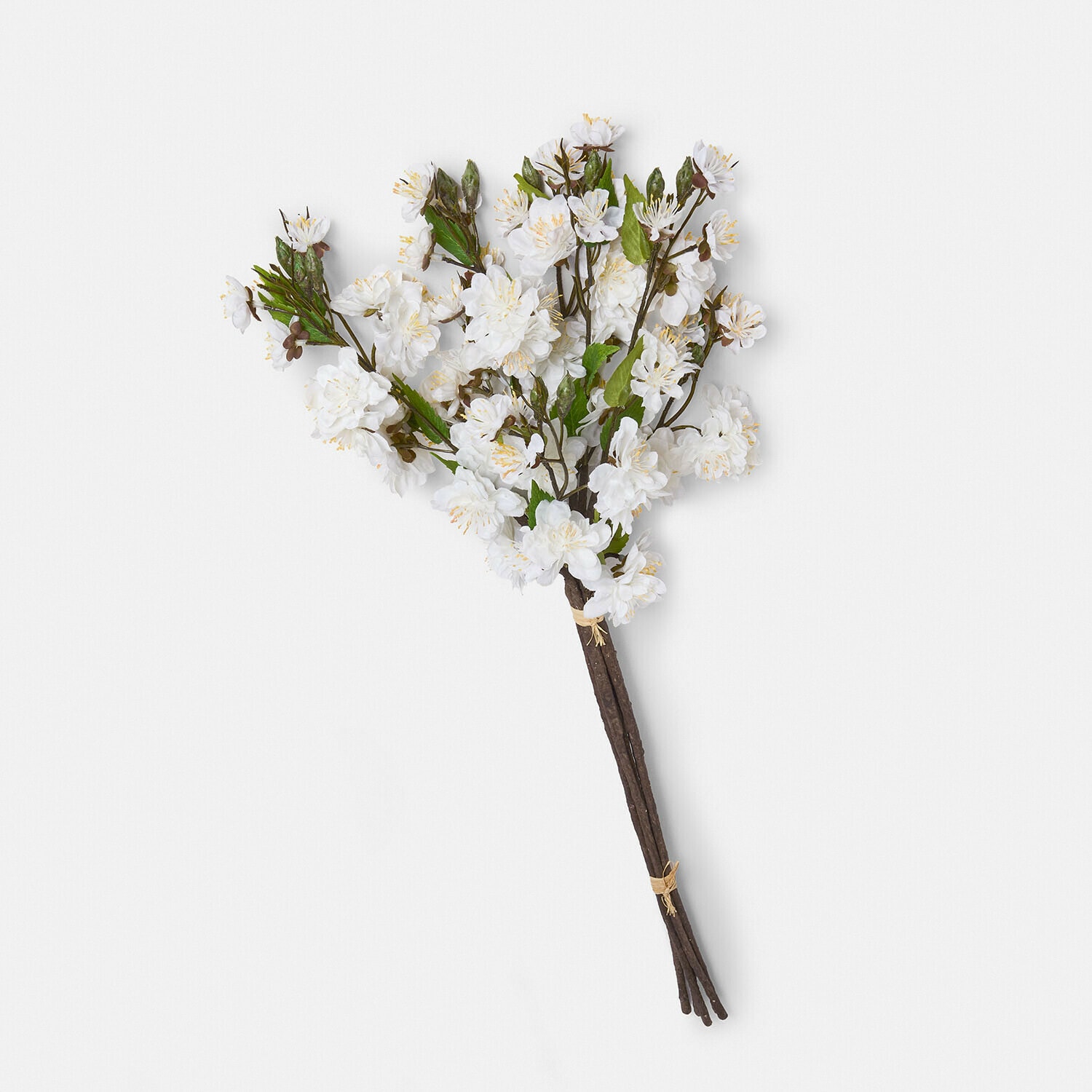 Set di 6 fiori decorativi Bellévaut Mazetto di fiori bianchi artificiali con foglie verdi e steli marroni per decorazione d'interni