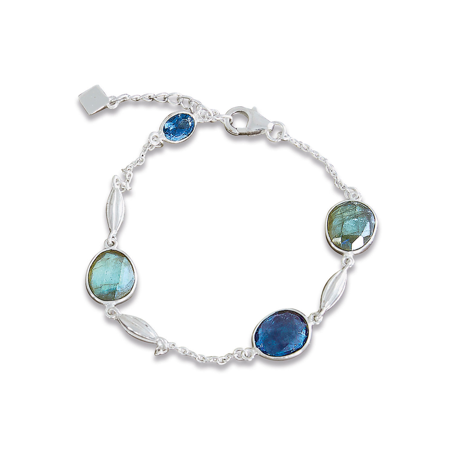 Braccialetto Chantoux Bracciale in argento con pietre preziose blu e verdi, gioiello elegante da donna
