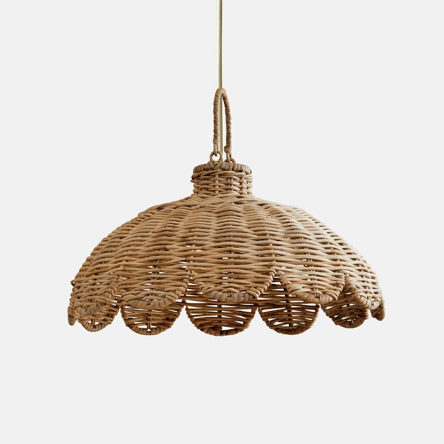 Paralume Glyndon Paralume in rattan naturale color marrone chiaro a forma di fiore per lampada a sospensione