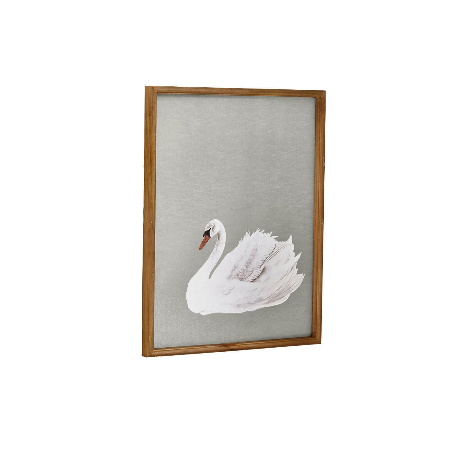 Quadro Cariella Quadro con cigno bianco su sfondo grigio in cornice di legno, decorazione da parete elegante