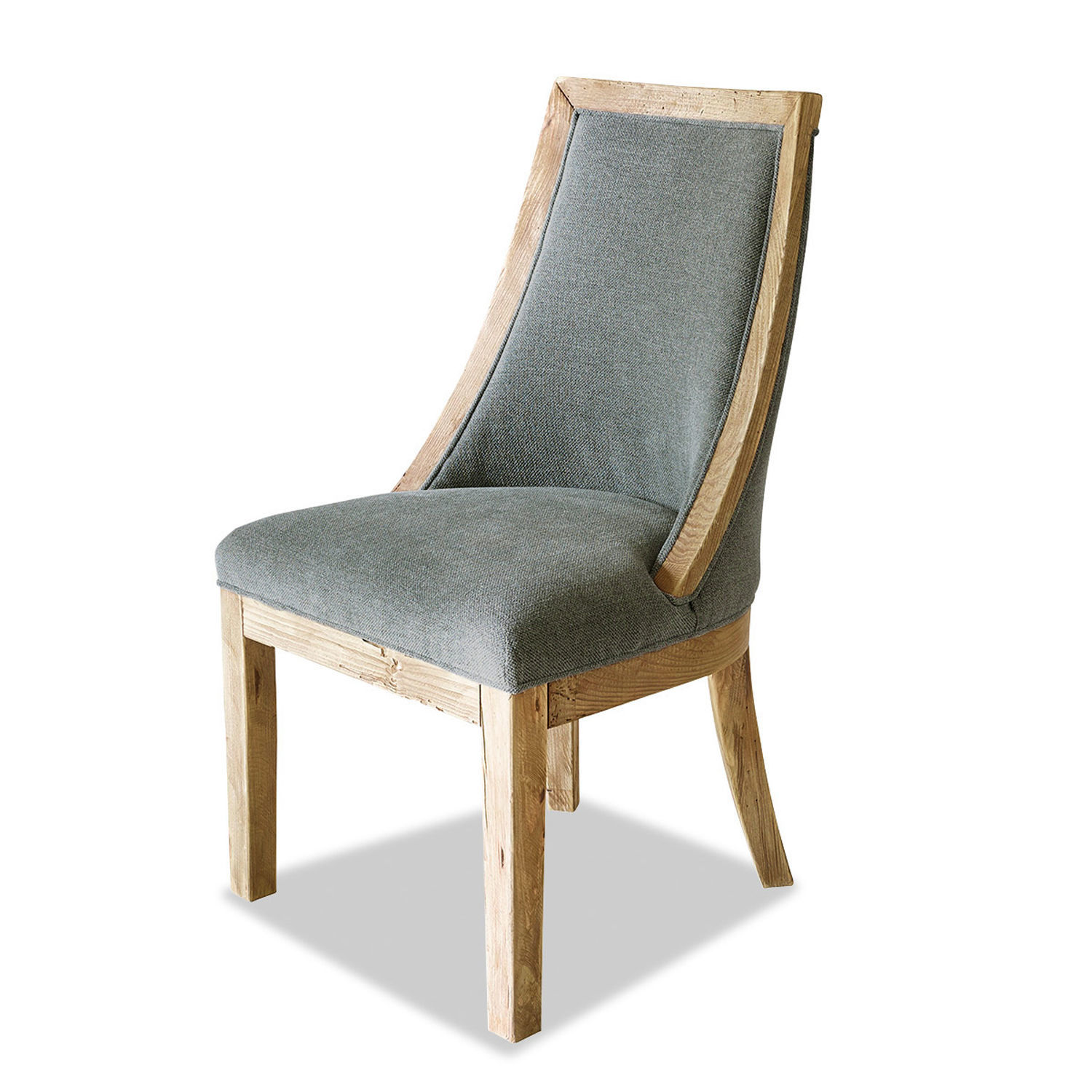 Sedia Oteley Sedia in legno chiaro con rivestimento grigio in tessuto, mobile elegante per sala da pranzo