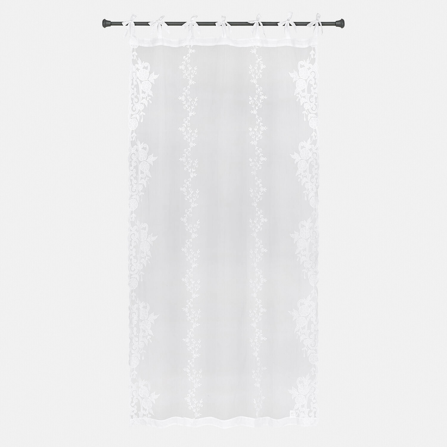 Tenda Élourette Tenda bianca con delicato motivo floreale, tessuto leggero per decorazione di finestre e interni