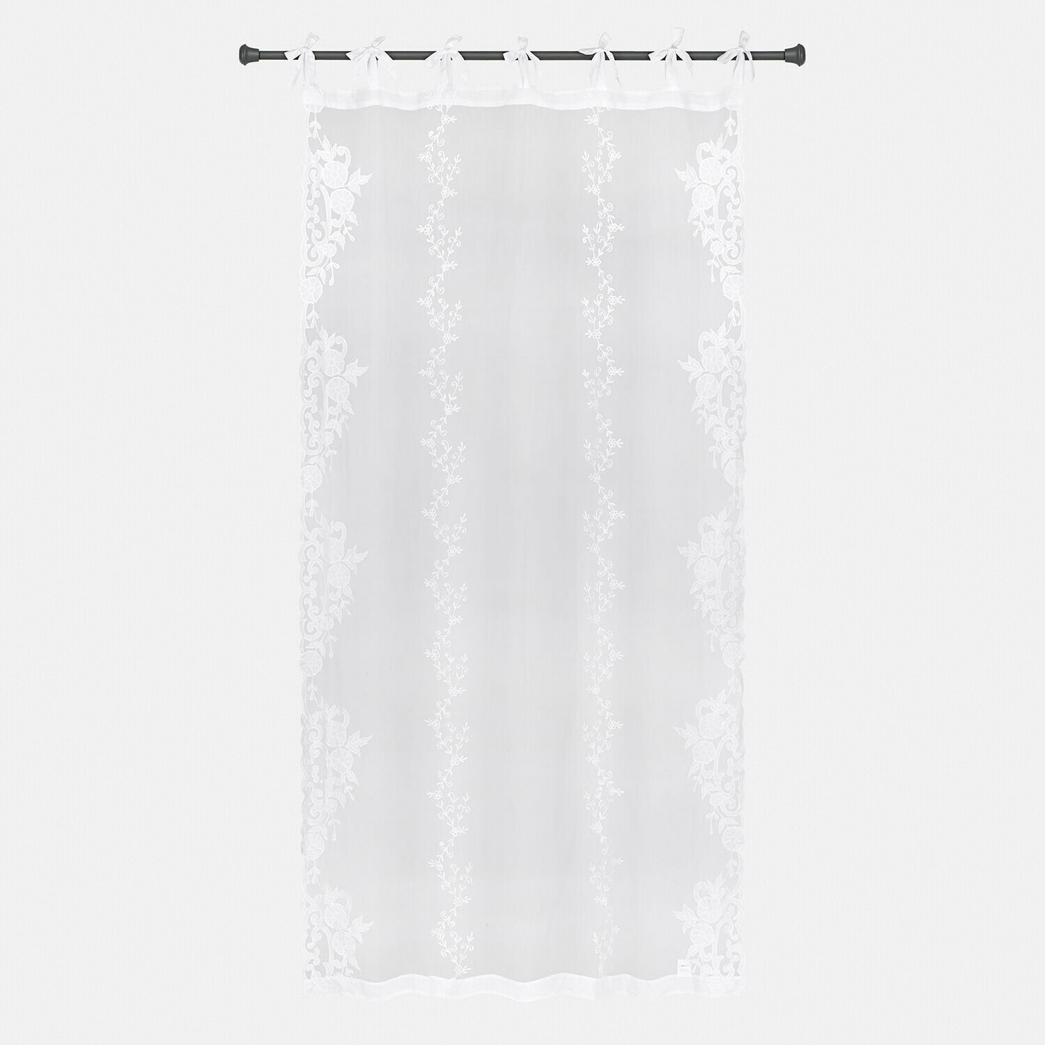 Tenda Élourette Tenda bianca con delicato motivo floreale, tessuto leggero per decorazione di finestre e interni