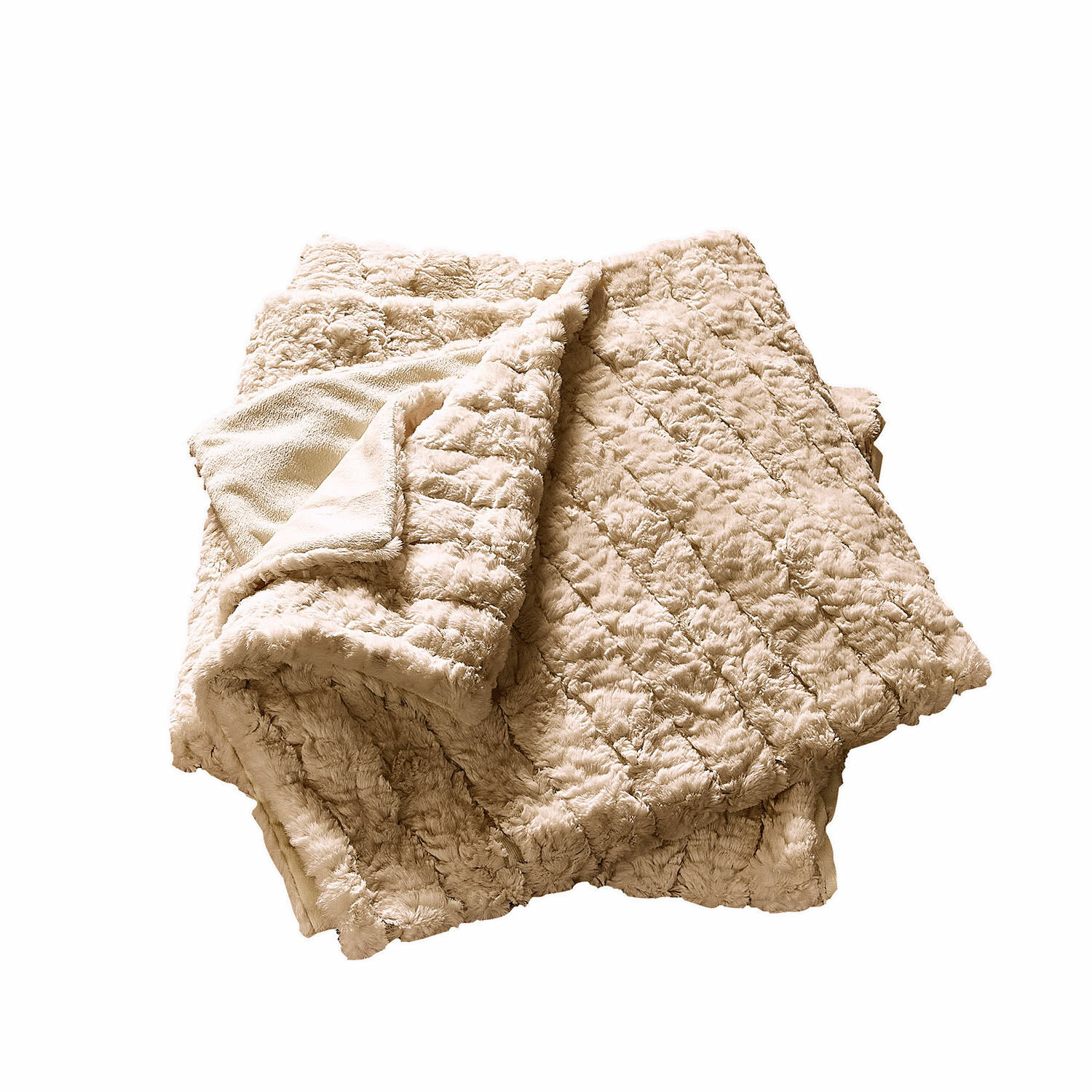 beige Plaid beige Dorelice in morbido peluche, perfetto per un ambiente accogliente e decorazioni casa