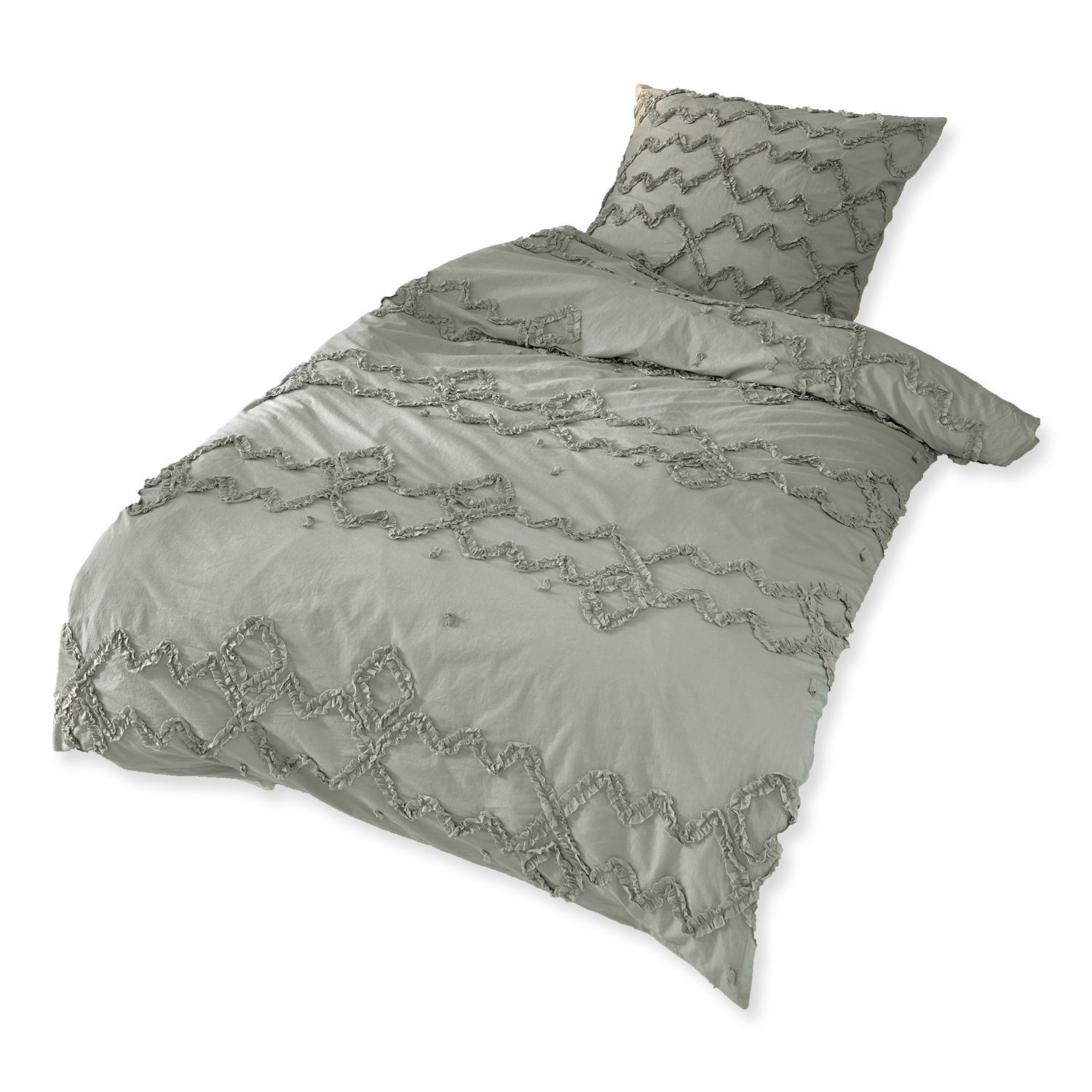 grigio Biancheria da letto Laine grigia in cotone morbido con motivo decorativo, confortevole e elegante