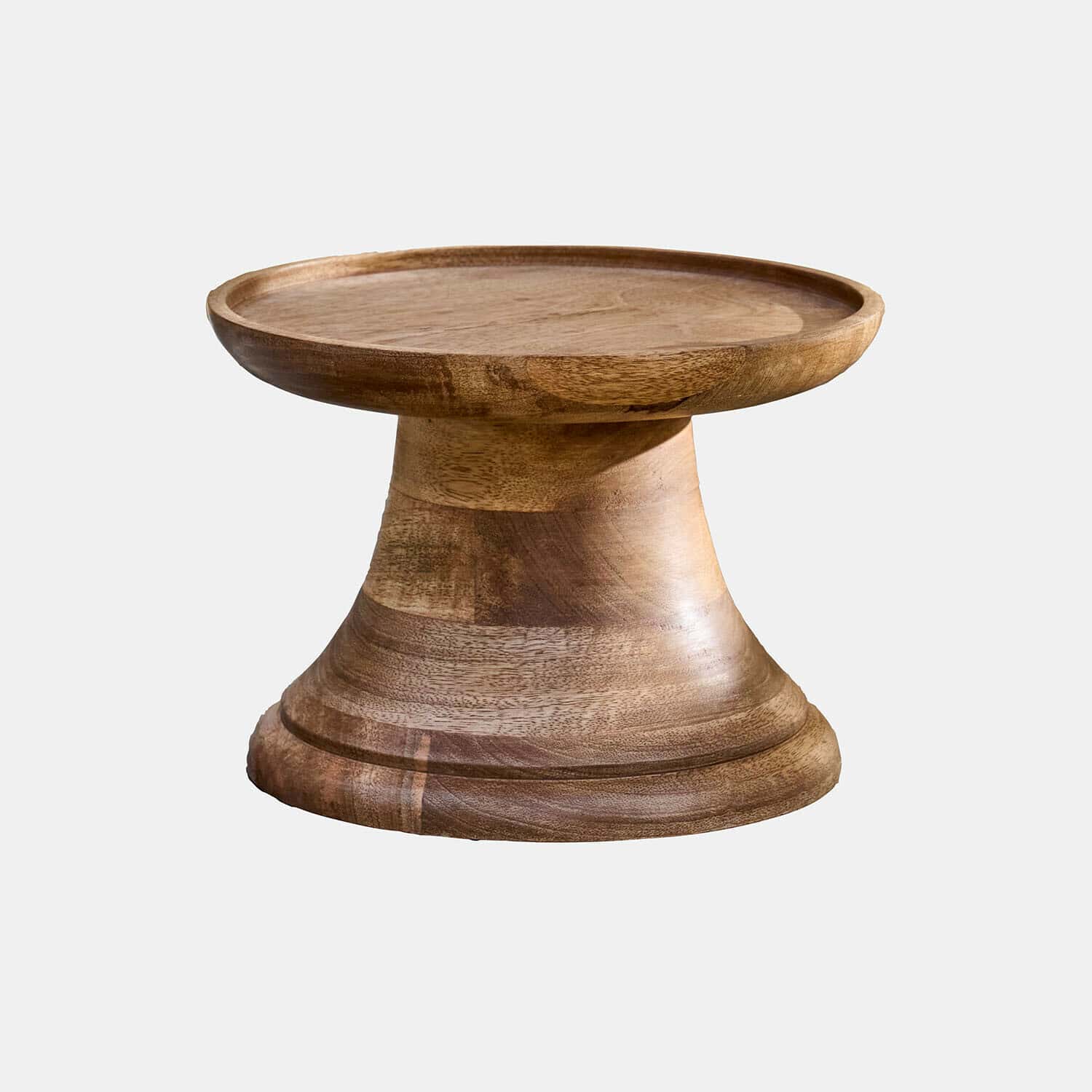 Base per distributore per bevande Cirellis Tavolino rotondo in legno di mango colore naturale, design semplice per soggiorno o terrazza