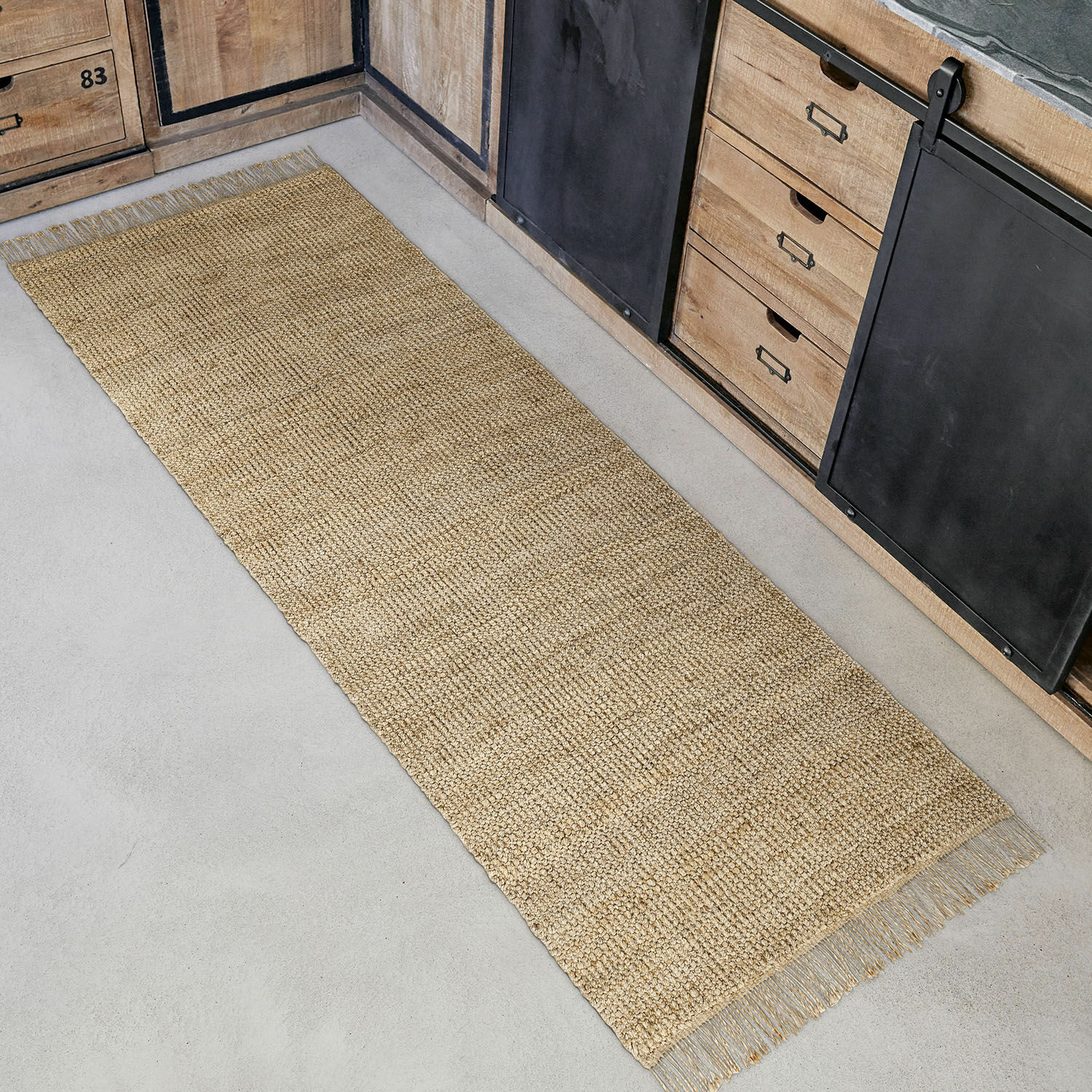 Passatoia Hermitage Tappeto lungo in juta naturale beige, ideale per cucina e ingresso