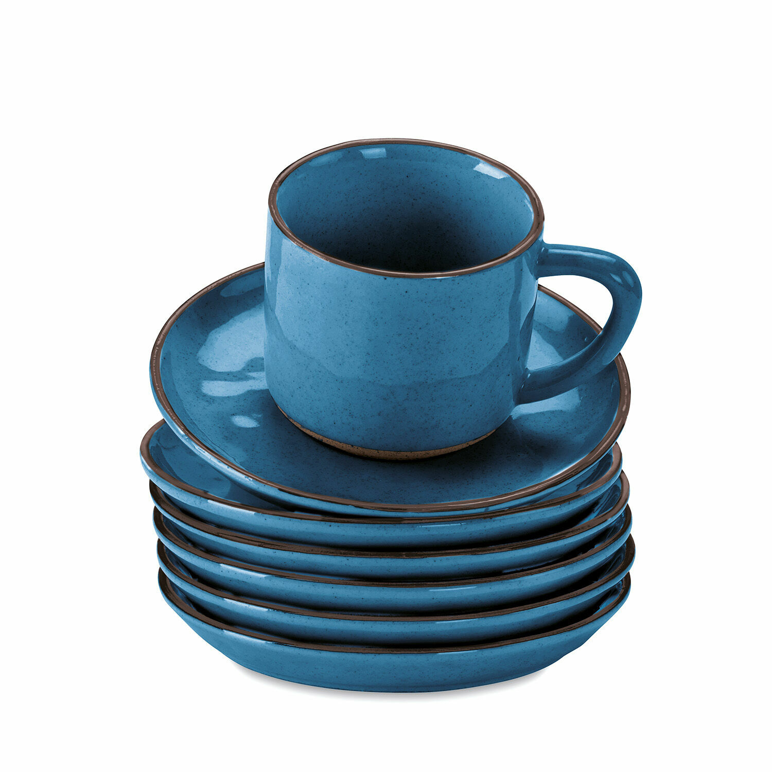 blu Set da 6 tazze e piattini in ceramica blu Biarritz per caffè e tè