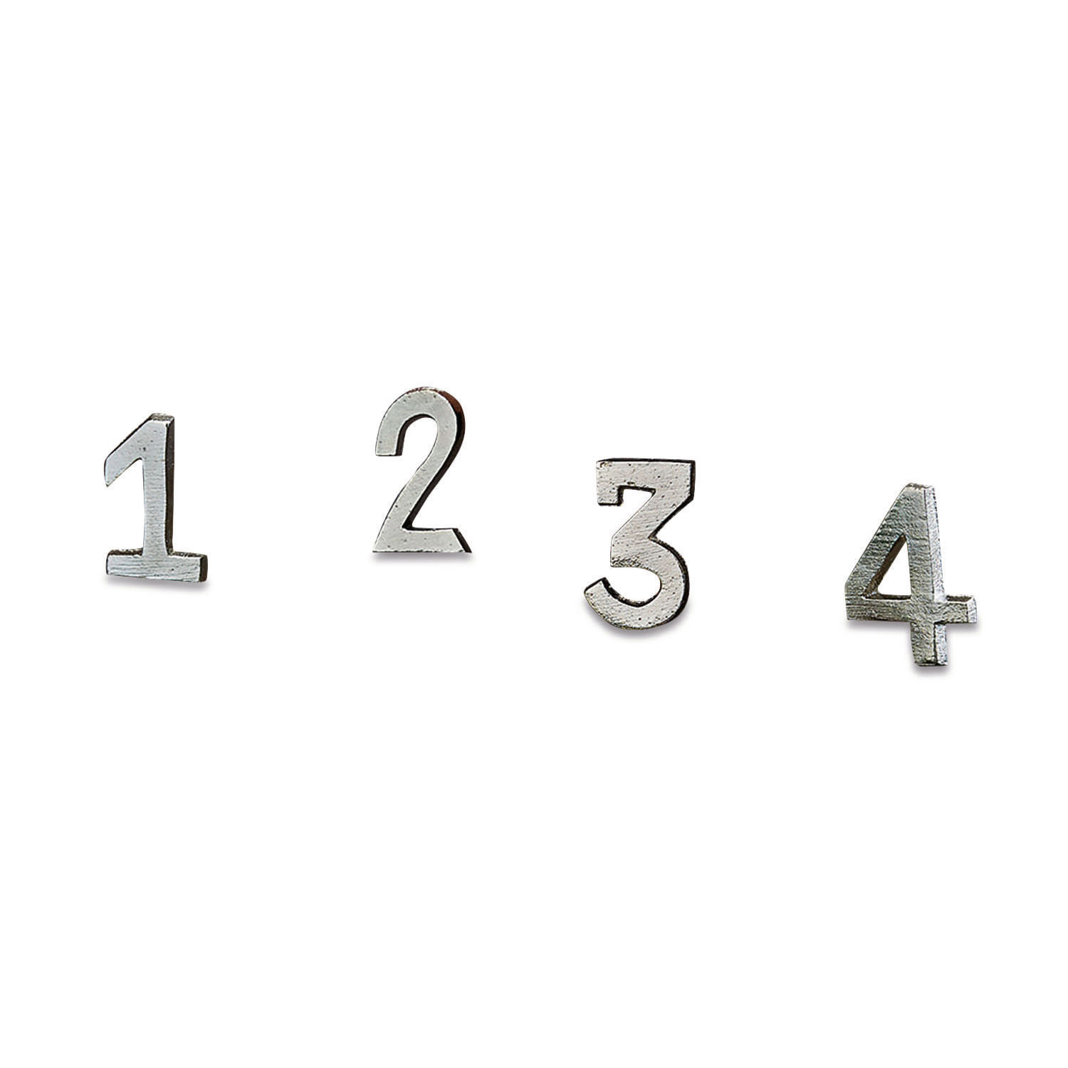 argento Set di 4 numeri decorativi in metallo argento da 1 a 4 per decorazioni.
