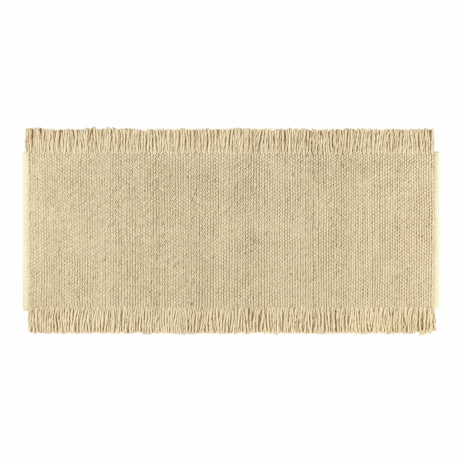 Passatoia Levraut Tappeto beige con frange in materiale naturale, ideale per decorare interni e pavimenti