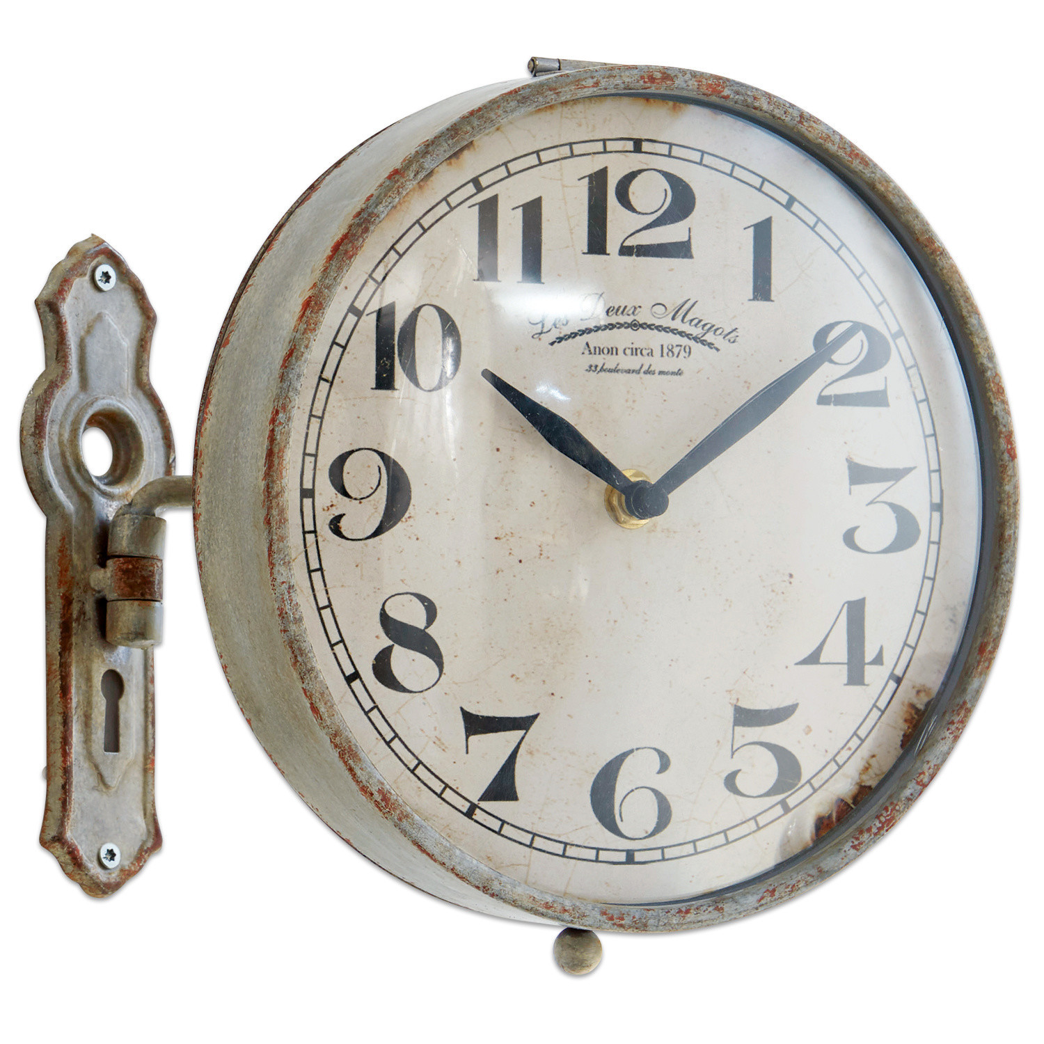 Orologio Adama Orologio da parete vintage in metallo con quadrante bianco e numeri neri, decorazione retrò