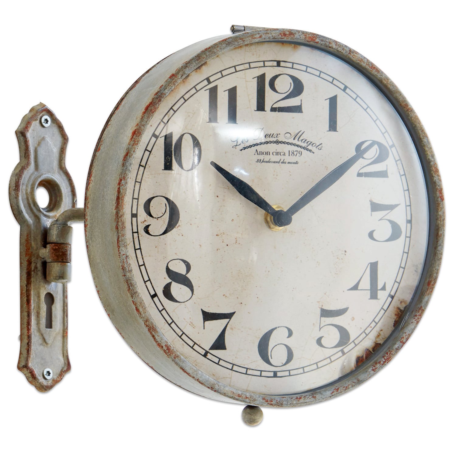 Orologio Adama Orologio da parete vintage in metallo con quadrante bianco e numeri neri, decorazione retrò
