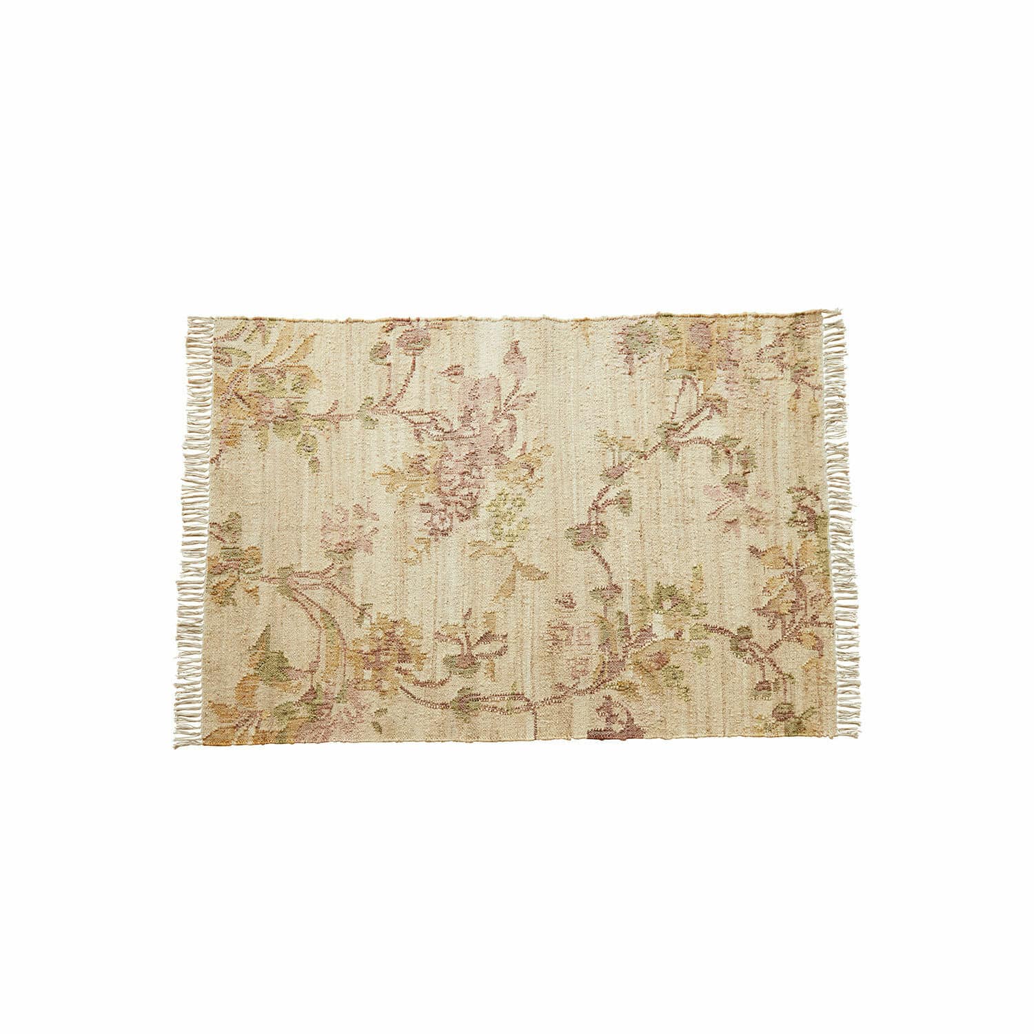 Tappeto Sernivou Tappeto beige con motivo floreale e frange, materiale morbido, decorazione per interni