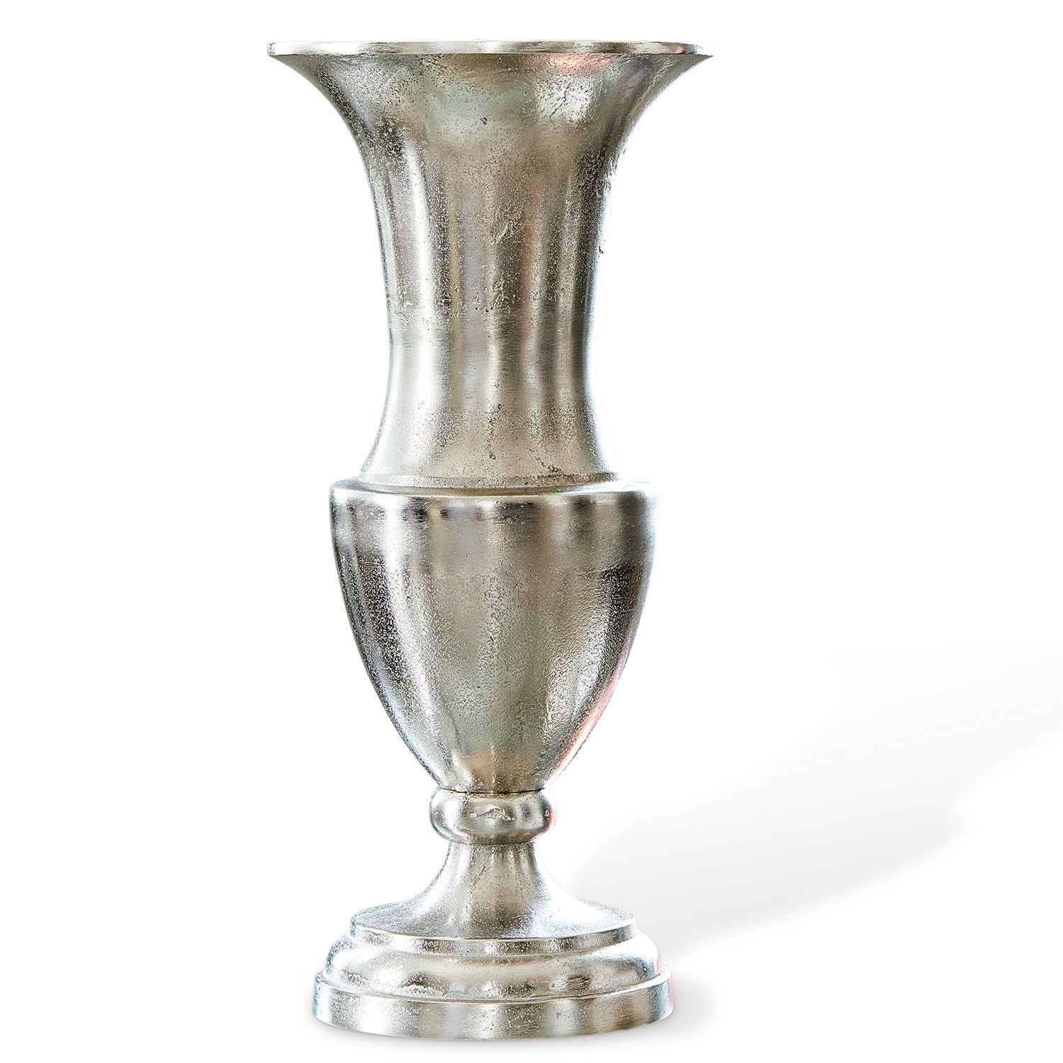 Vaso Gilberta Vaso decorativo in metallo color argento con design classico per interni e giardini