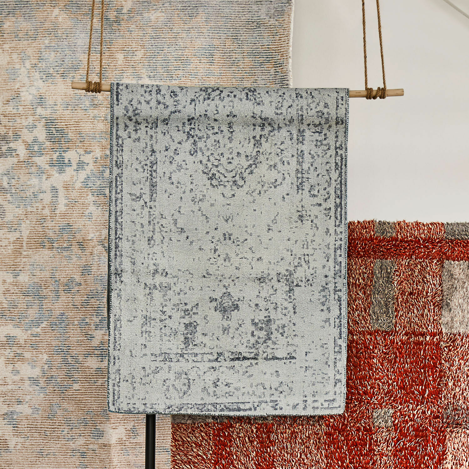 Passatoia Zéphirelle Tappeto grigio con motivo delicato, materiale morbido, decorazione d'interni, tappeto per soggiorno